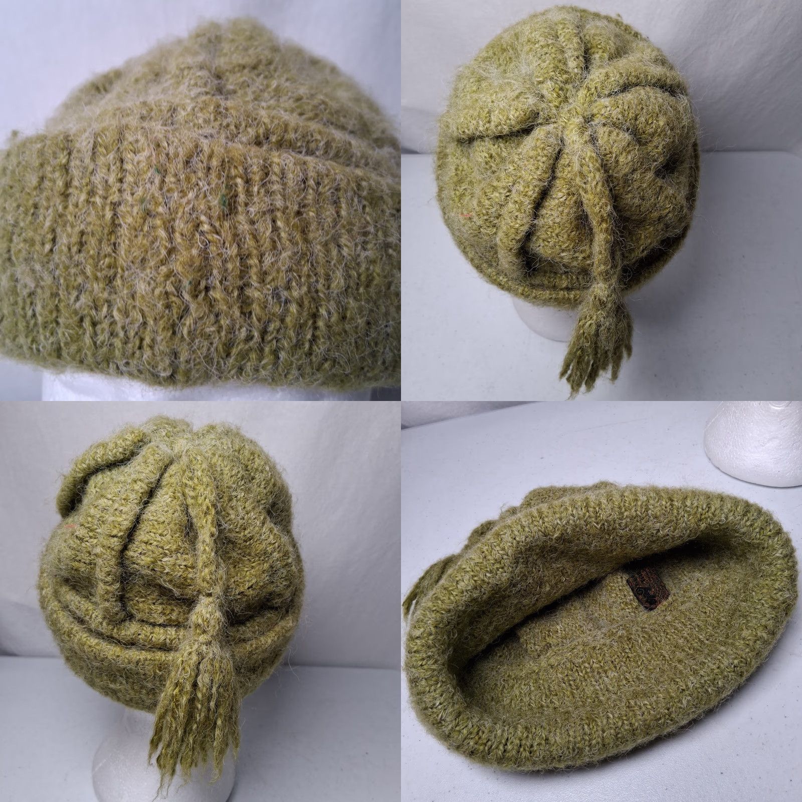 CO VINTAGE Peruvian Trading Co Knit Hat Green Tassel Winter Beanie Hippie Boho Women One Size Green Tassled Beanie Boho Hippie Winter Size ONE SIZE - 9 Thumbnail