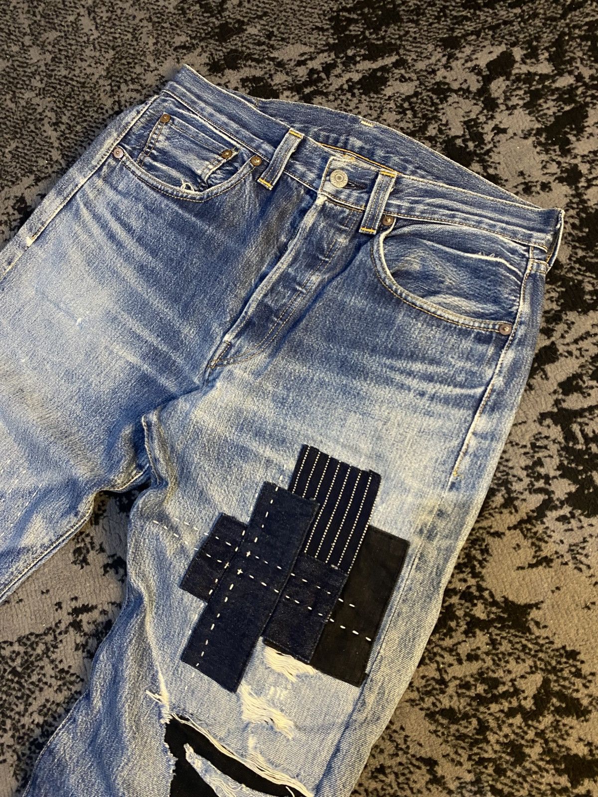 Junya Watanabe × Levi's Levi’s 501 XX Big E Sashiko Patchwork Selvedge Denim 🔥 Size US 32 / EU 48 - 9 Thumbnail