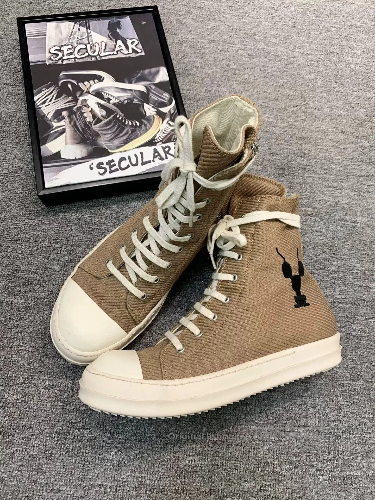 Rick Owens rick owens brown canvas high. Size US 10.5 / EU 43-44 - 2 Thumbnail