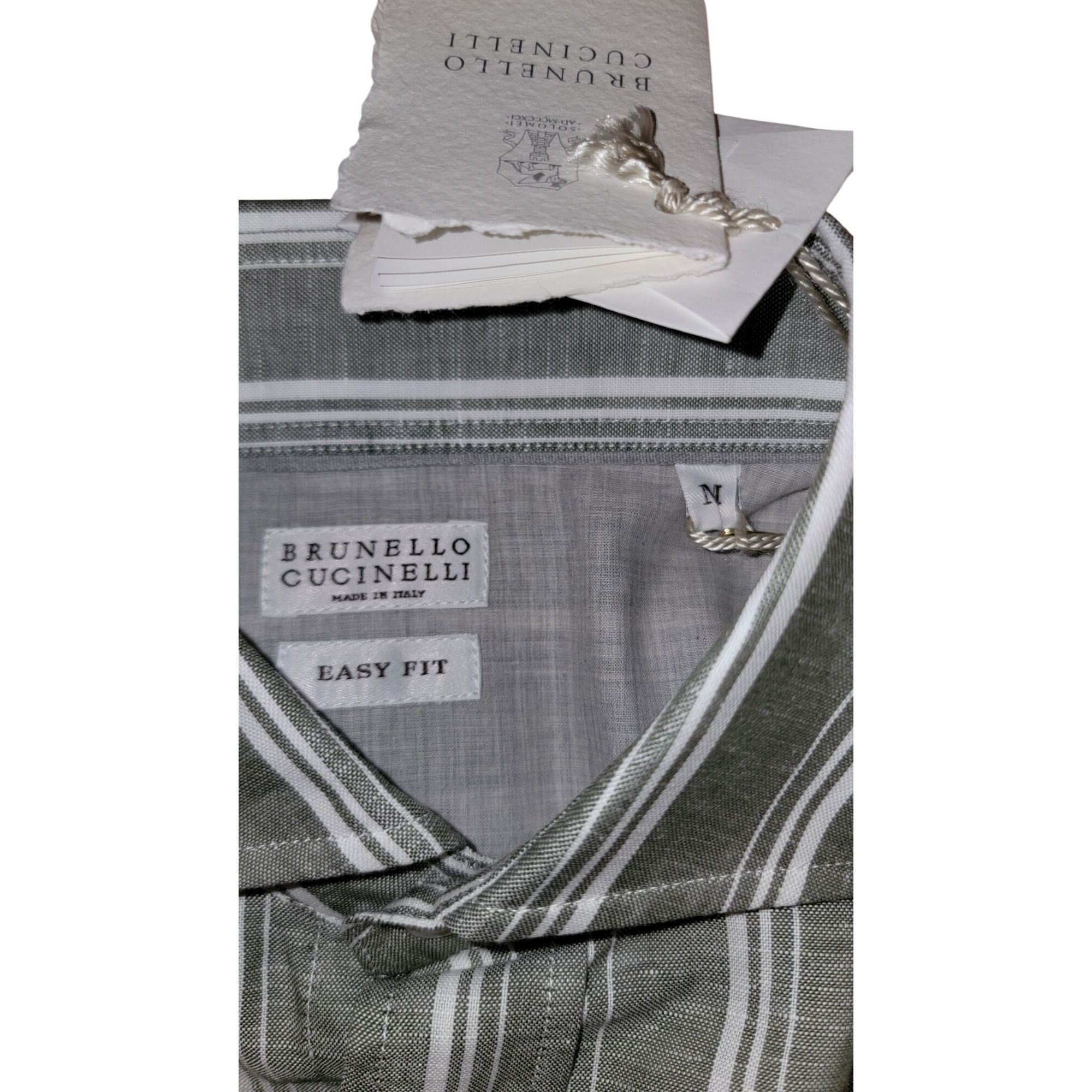 Brunello Cucinelli Brunello Cucinelli Men’s Linen Button-Down Shirt Gray White Size US M / EU 48-50 / 2 - 10 Thumbnail