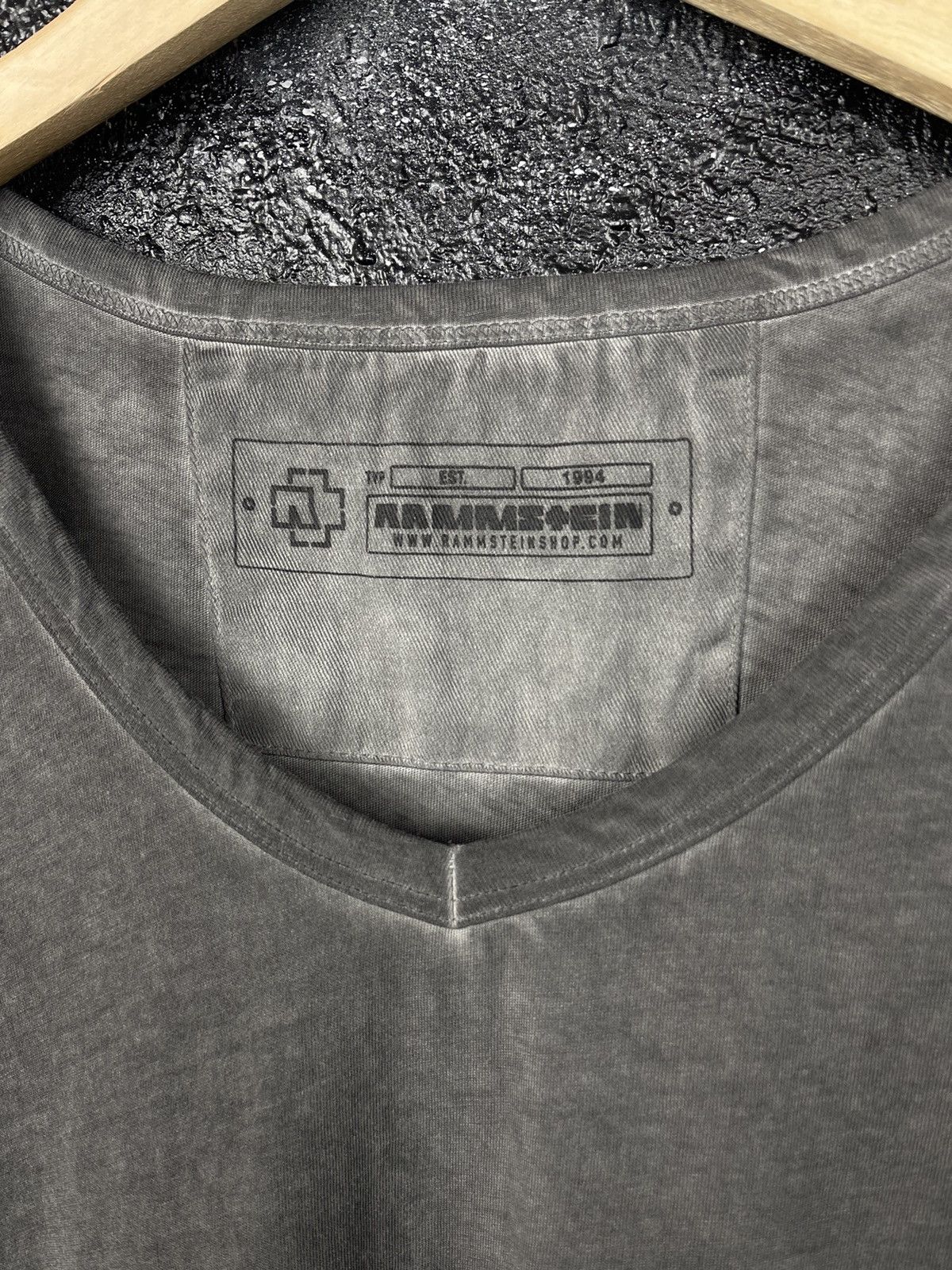 Band Tees Rammstein Rock Group Merchandise Grey V-Neck T-Shirt Size L Size US XL / EU 56 / 4 - 6 Thumbnail
