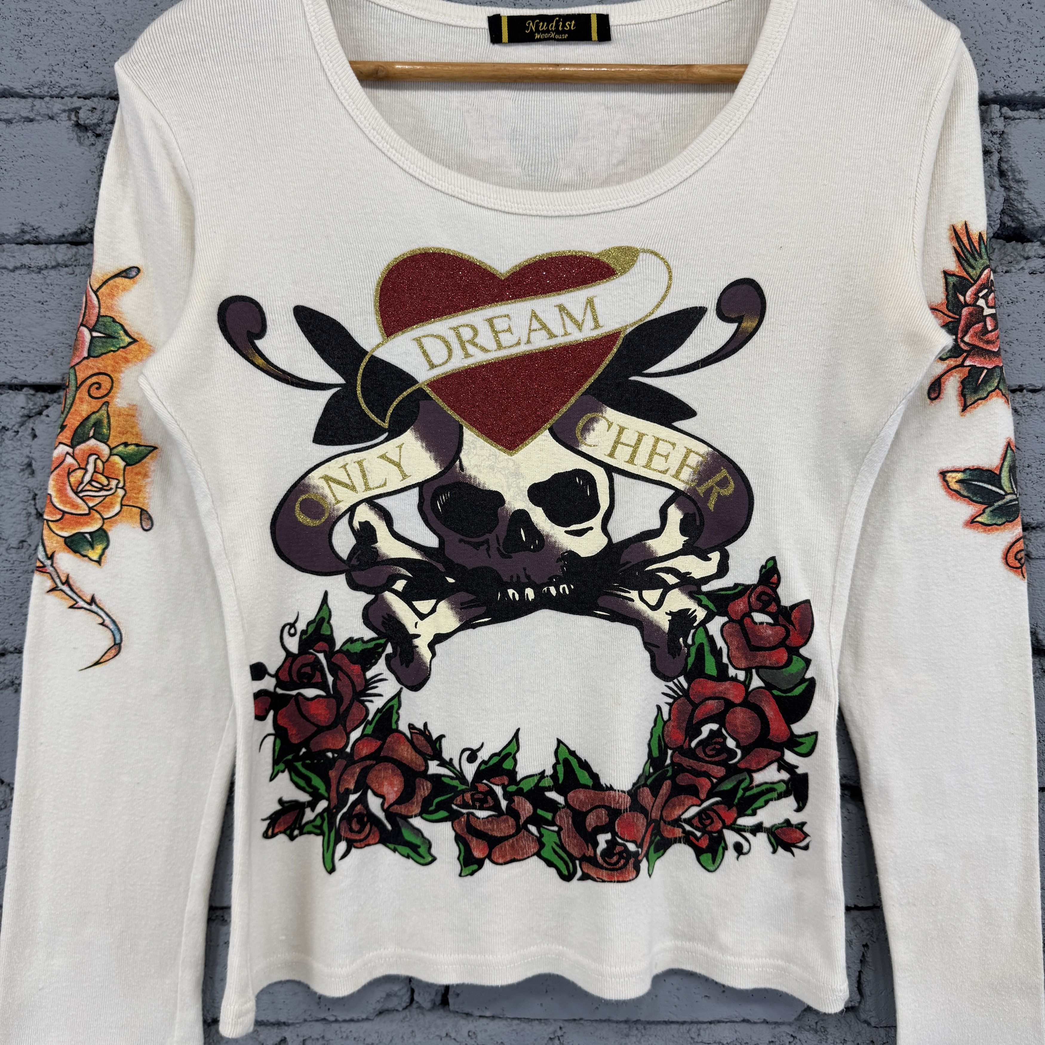 Vintage Rare Vintage Tattoo Style Skull Rose Long Sleeve Size XXS / US 00 / IT 34 - 3 Thumbnail