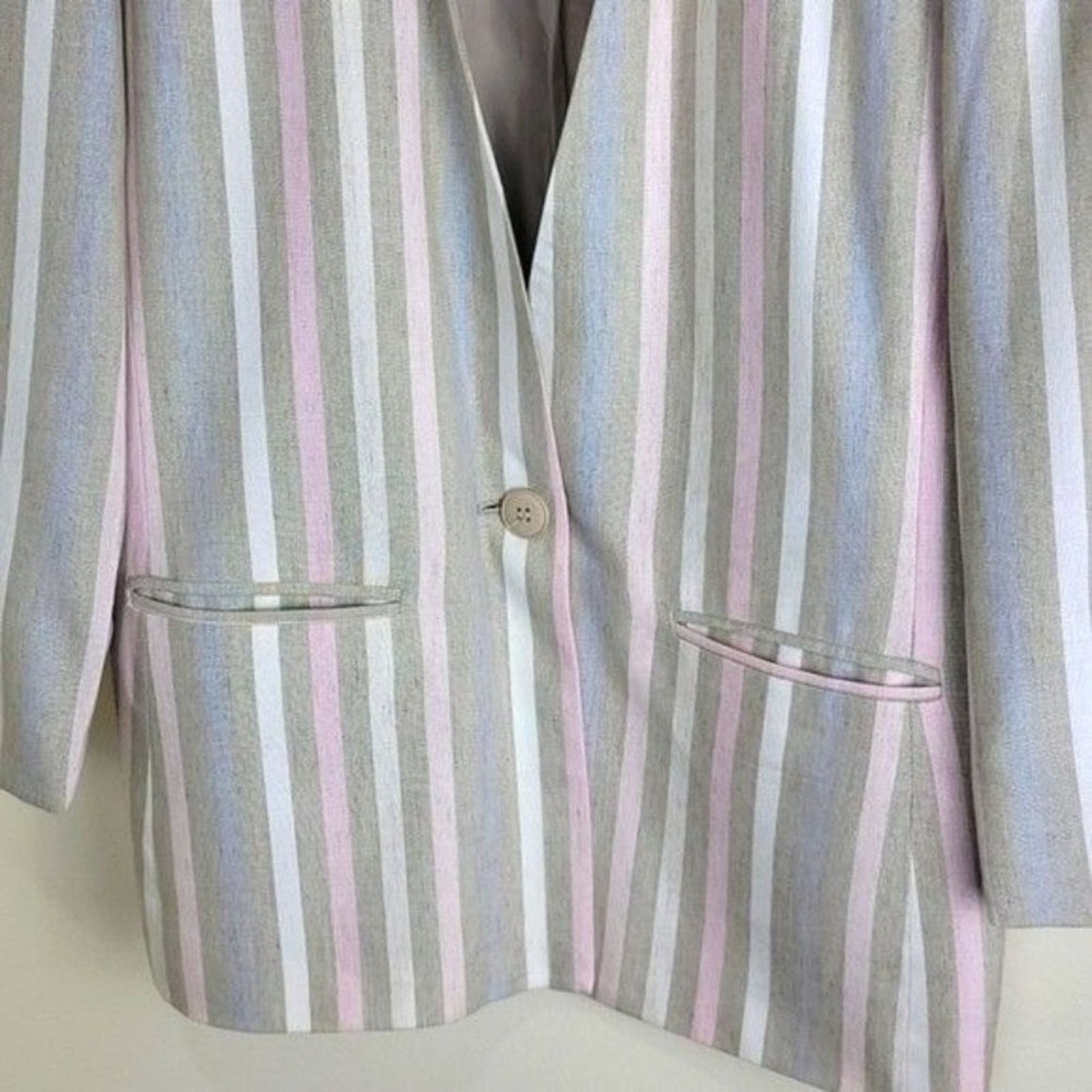 Vintage Atrium Collection Collarless Striped Womens Blazer size M Size M / US 6-8 / IT 42-44 - 4 Thumbnail