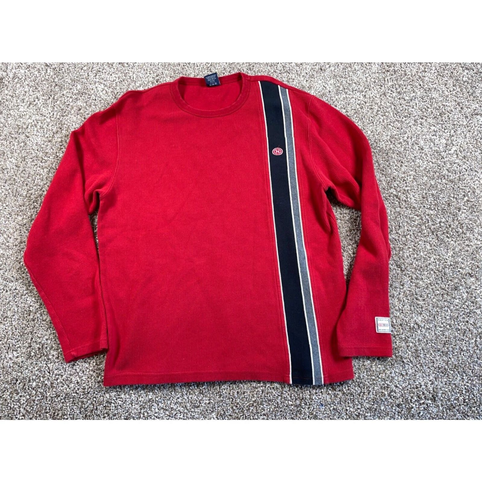 Nautica VINTAGE Nautica Ribbed Sweater Adult Large Red Striped Knit Pullover Casual Hipster Mens Size US L / EU 52-54 / 3 - 2 Thumbnail