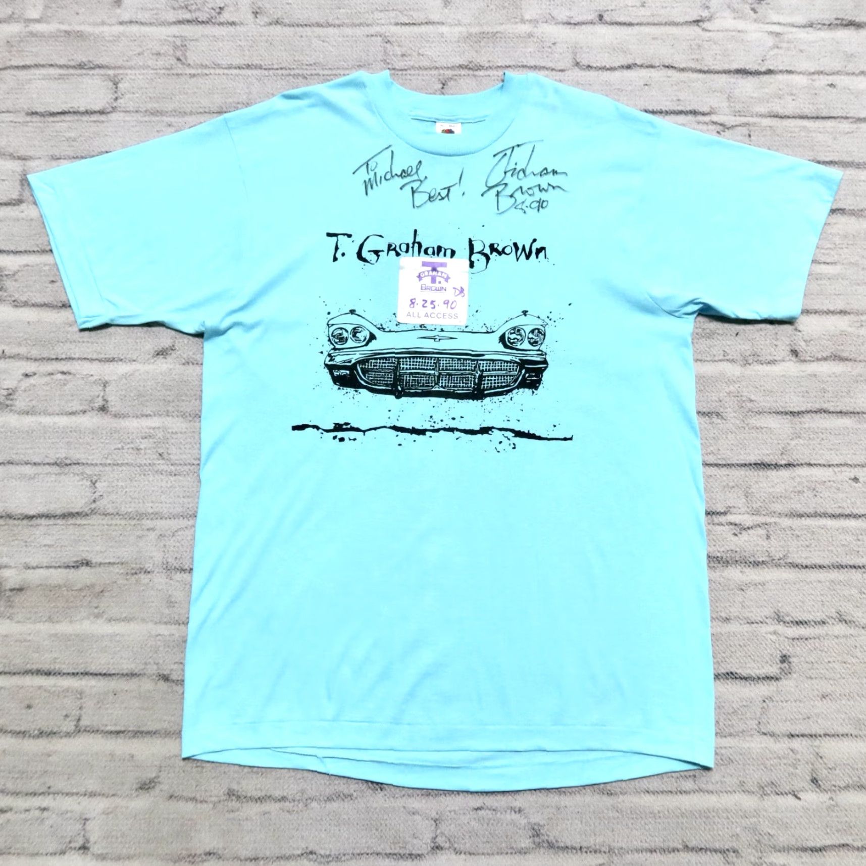 Fruit Of The Loom Vintage T Graham Brown Bumper to Bumper Tour Shirt XL Blue Mens T-Shirt Size US XL / EU 56 / 4 - 2 Thumbnail