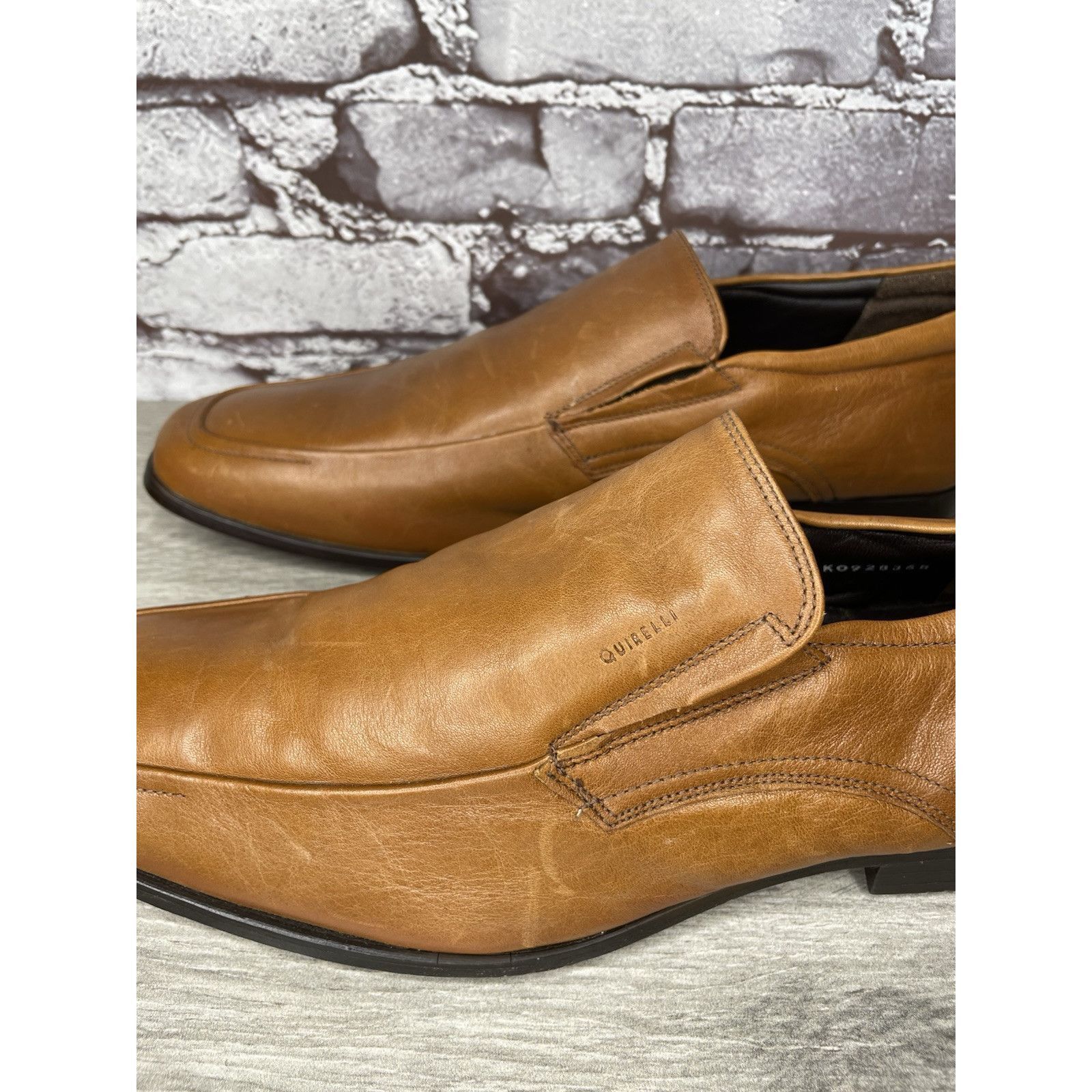 Other Quirelli Brown Leather Slip On Square Toe Dress Loafers Shoe Size US 11.5 / EU 44-45 - 14 Thumbnail