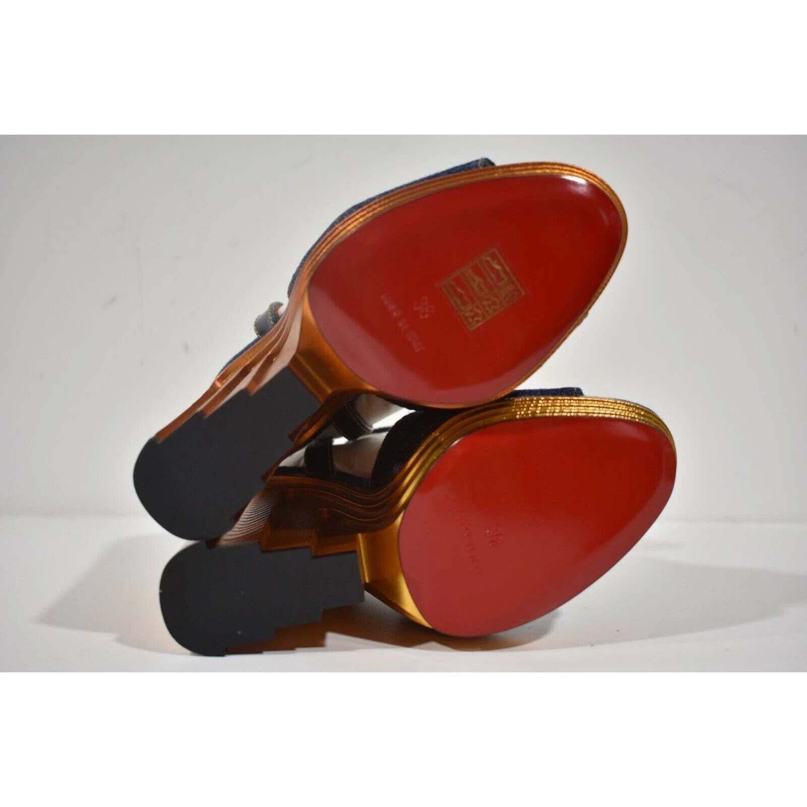 Christian Louboutin Mira Colunata 120 Denim Platform Wedge Sandal Heel Pump 36 Size US 6 / IT 36 - 12 Thumbnail