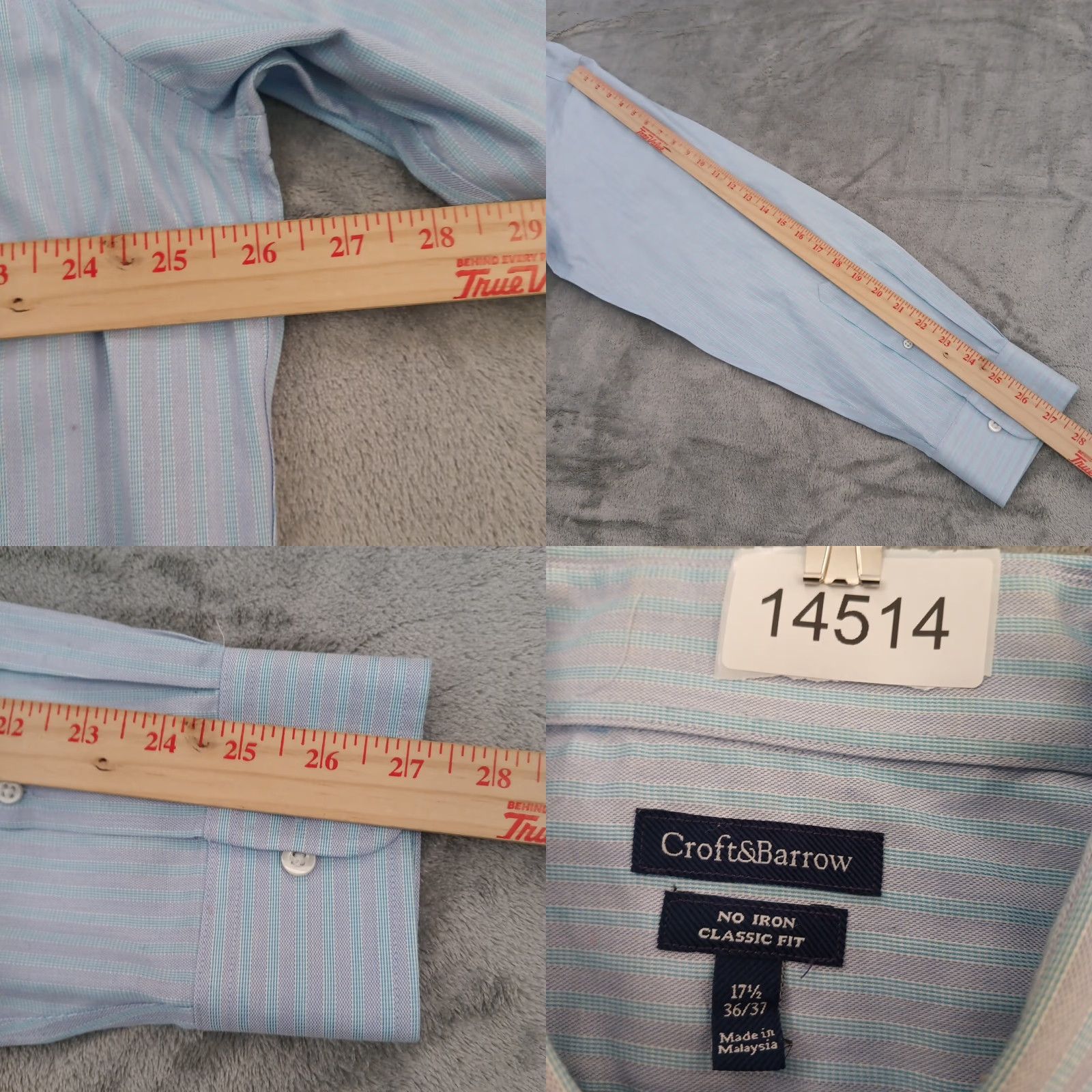 Croft & Barrow Croft & Barrow Shirt Mens 17.5 Blue Striped Long Sleeve Button Up Cotton Size US XXL / EU 58 / 5 - 8 Thumbnail