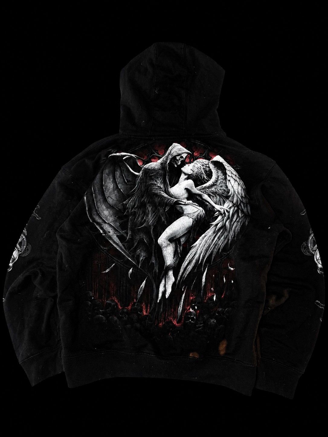 Other Vintage Gothic Angel Demon Skull Graphic Hoodie Spiral Size US M / EU 48-50 / 2 - 2 Thumbnail