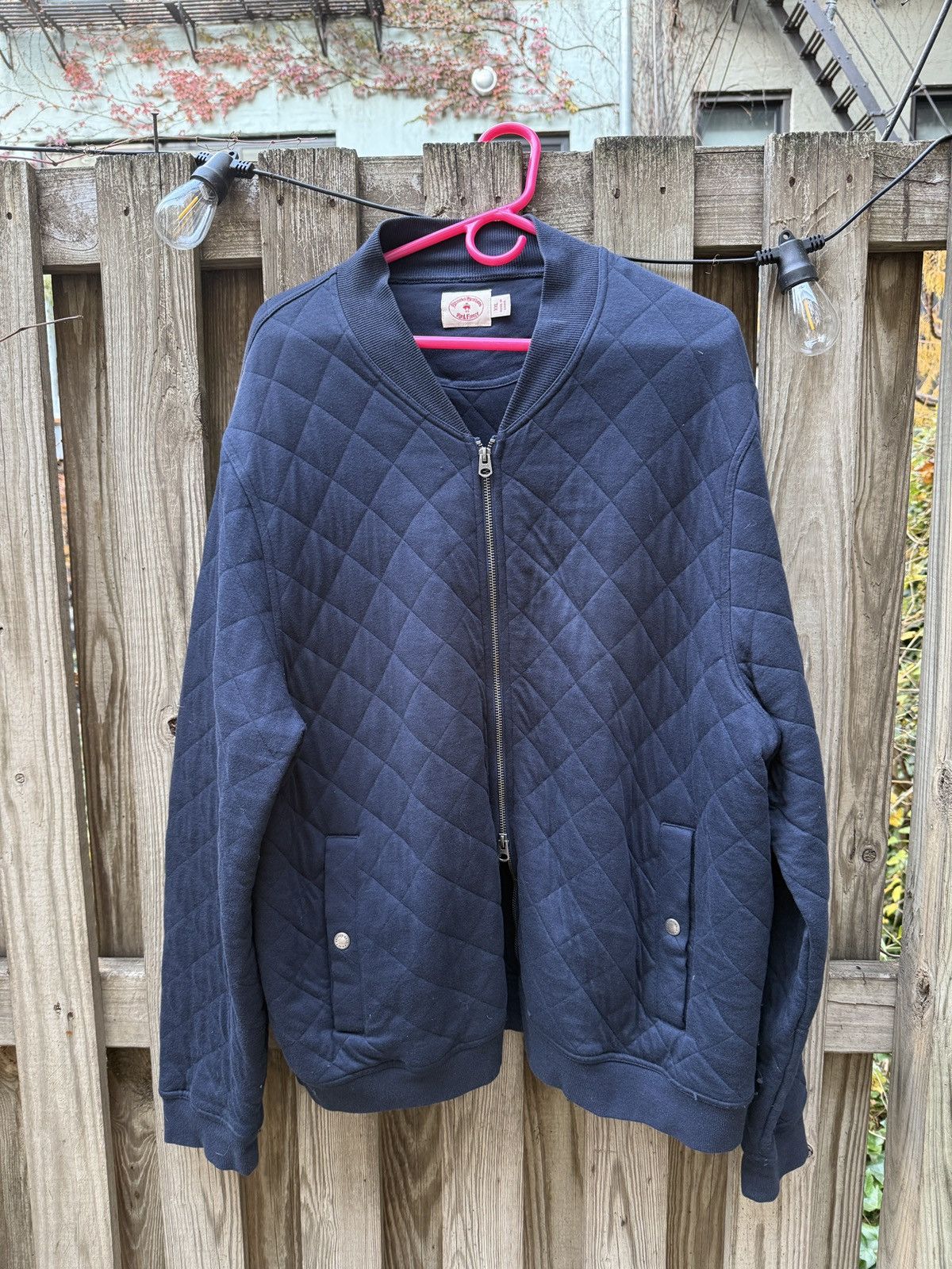 Brooks Brothers Brooks Brothers Red Fleece Navy Quilted Cotton Bomber Jacket Size US XXL / EU 58 / 5 - 1 Thumbnail