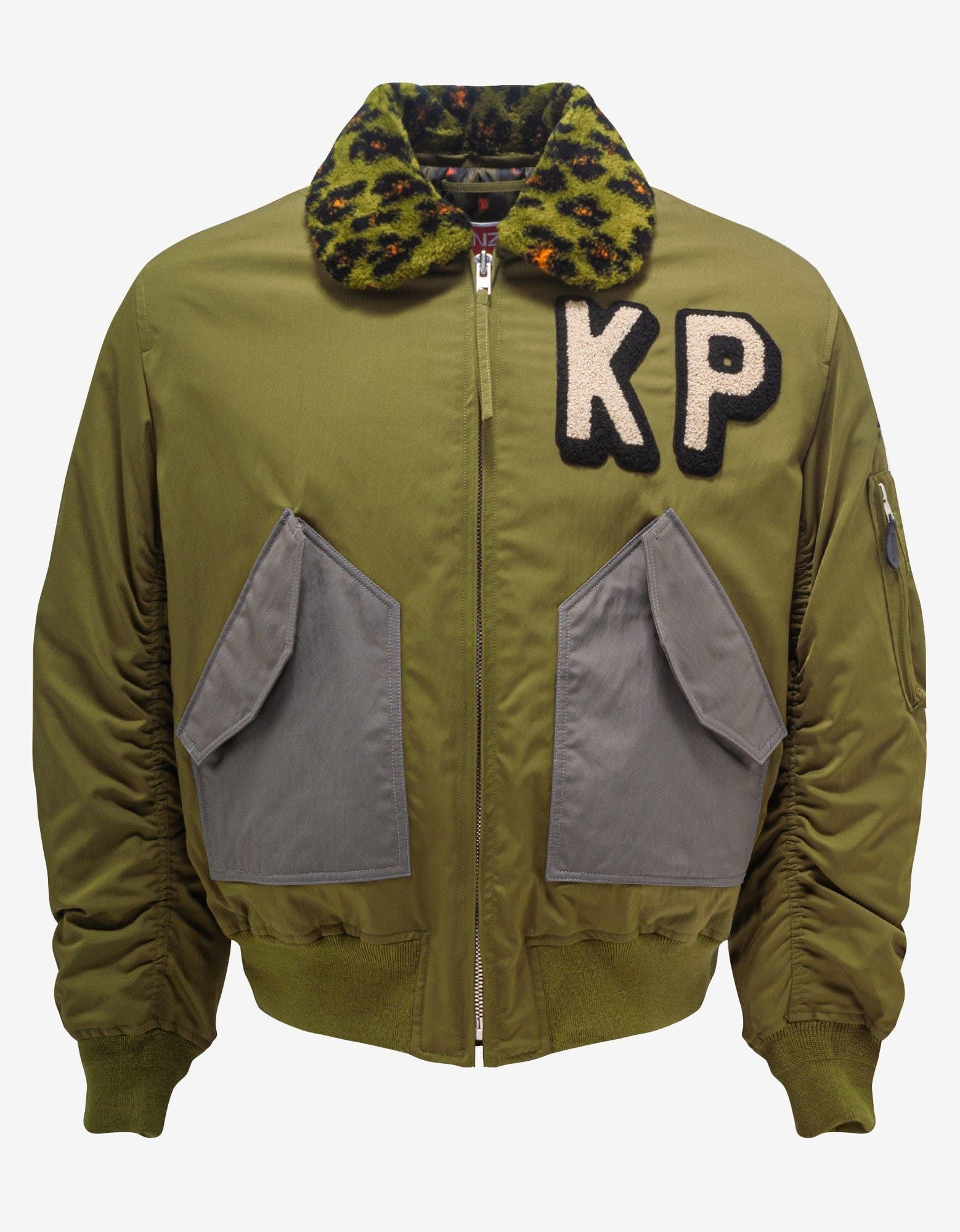 image of Kenzo Khaki Boxy Bomber Jacket in Green, Men's (Size Large)