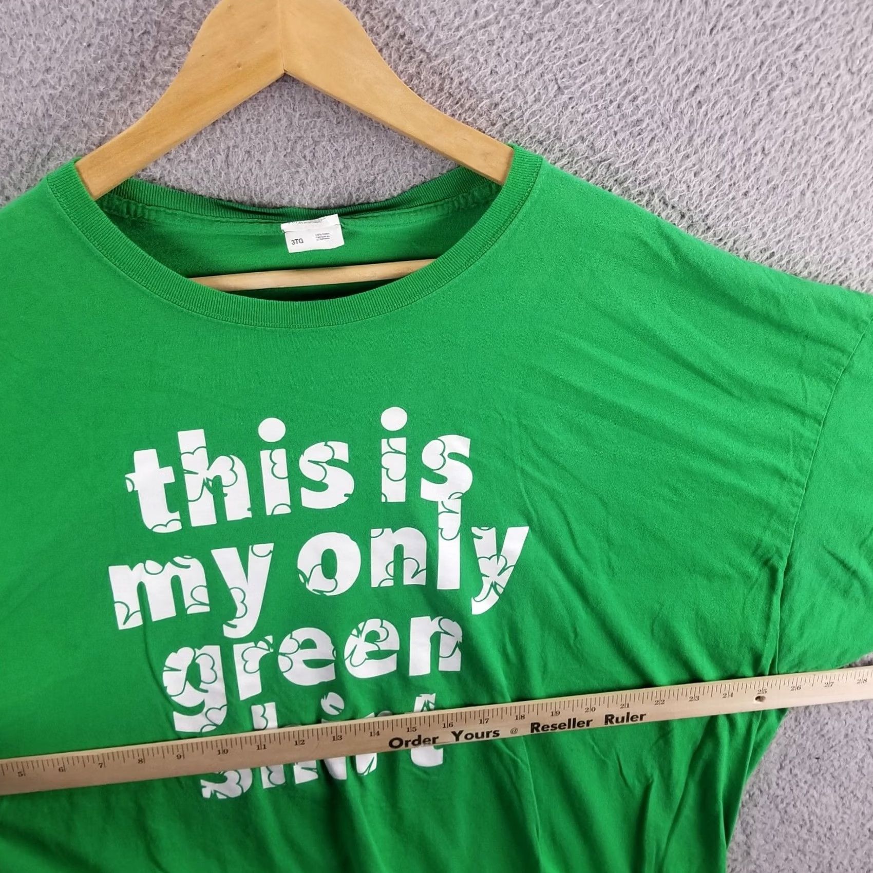 Fruit Of The Loom St. Patrick's Day Shirt Adult 2XL Green Cotton T-Shirt Logo Holiday Mens My only Green Tee Flaw Vintage No Size US XXL / EU 58 / 5 - 7 Thumbnail