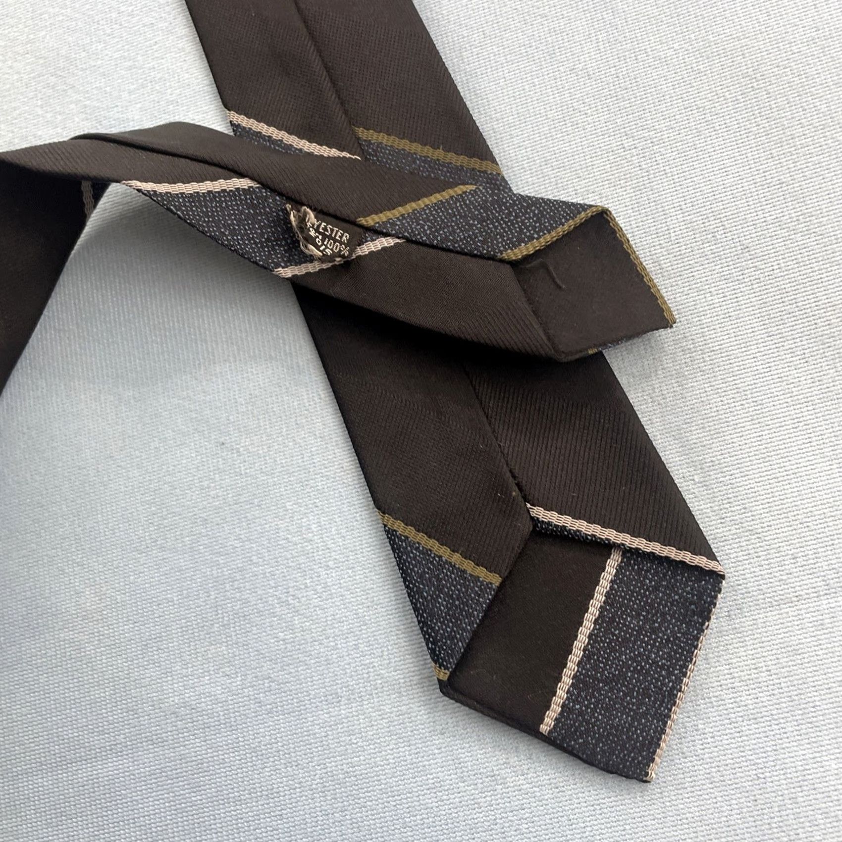 Vintage VINTAGE Regimental NeckTie Repp Tie Multi Stripe Black Blue Yellow 52" Slim Necktie 2.5" Wide Mens Tie Size ONE SIZE - 5 Thumbnail