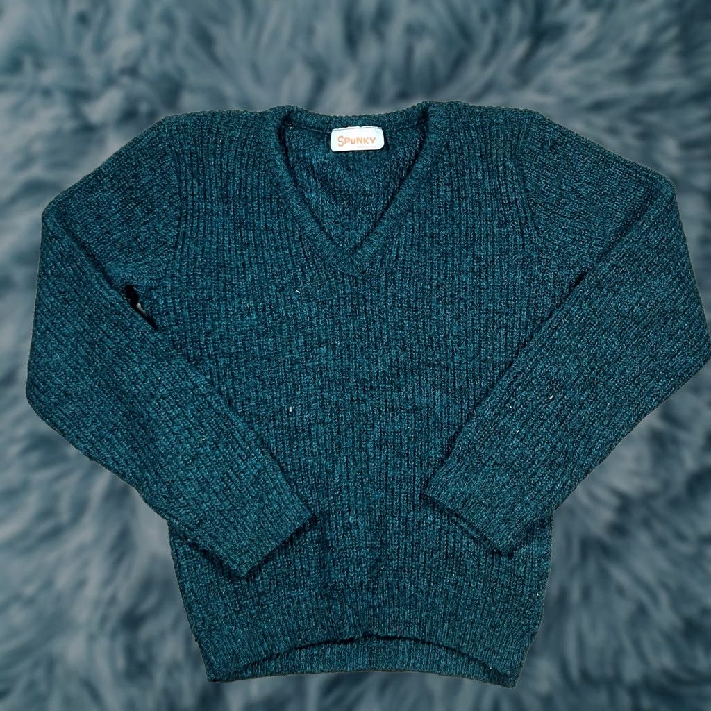 Vintage VINTAGE Womens Spunky 90s V-Neck Knit Sweater Pullover Blue Aqua Made in USA Womens 5 Size S / US 4 / IT 40 - 1 Thumbnail