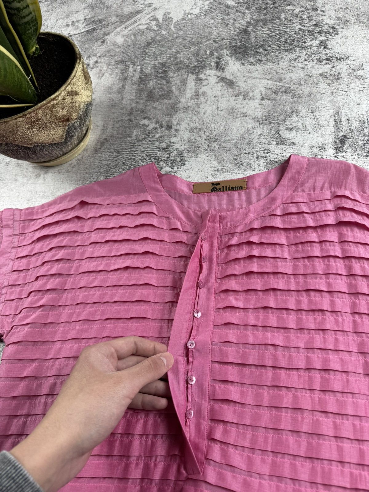 John Galliano John Galliano Rose Silk Striped Y2K Dress Shirt Blouse Top Size L / US 10 / IT 46 - 8 Thumbnail