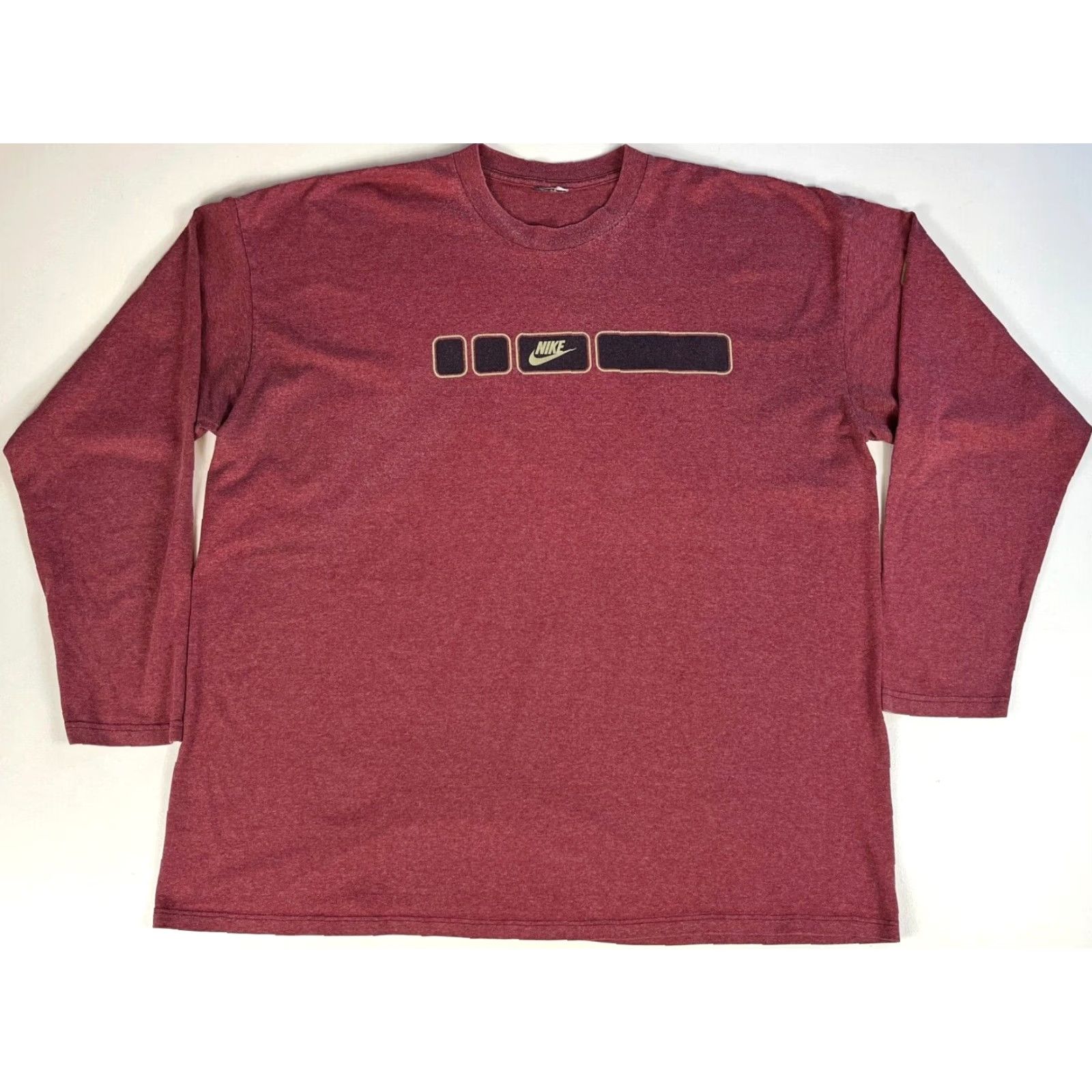 Nike Nike Men's Vintage 90s Long Sleeve T-Shirt Sz 2XL Red Crew Neck Pullover T-Shirt 90s Nike Shirt Mens Regular Fit Size US XXL / EU 58 / 5 - 2 Thumbnail