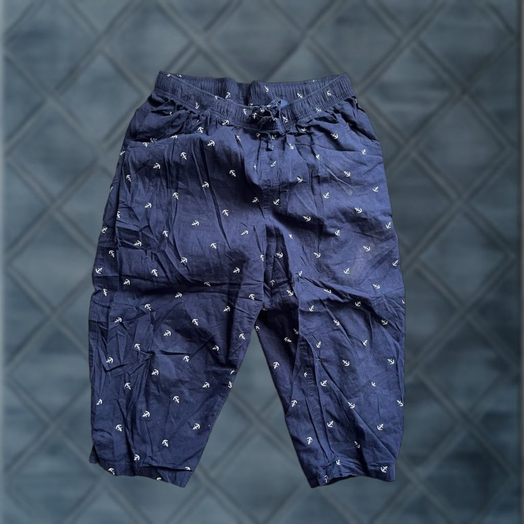 Gloria Vanderbilt Gloria Vanderbilt Capri Pants Navy Nautical Anchor Print Pockets Draw String Slim Straight Inseam 16 M Womens Regular Twill Cotton Capris Size 24" / US 00 / IT 34 - 1 Thumbnail