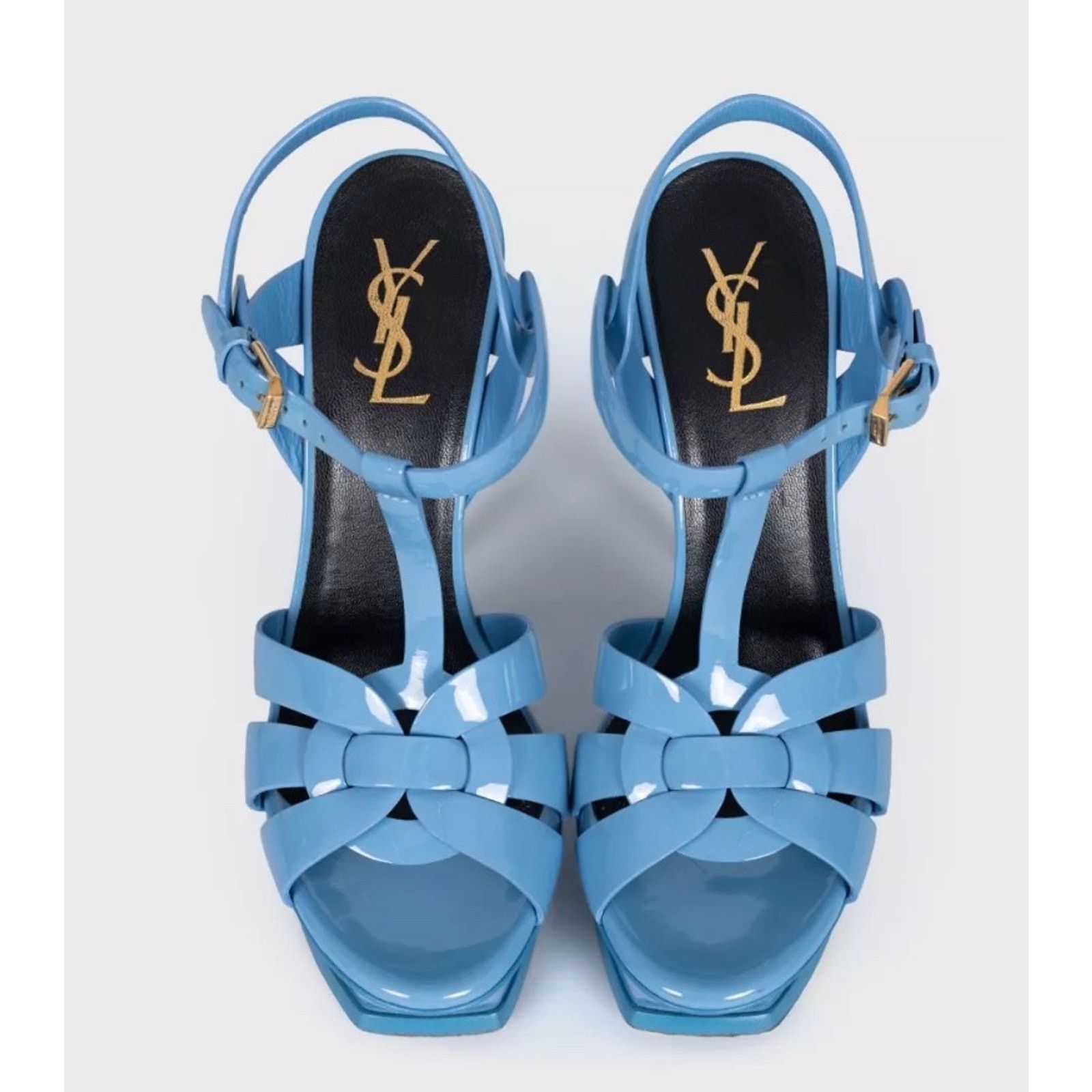 Saint Laurent Paris Saint Laurent Tribute Blue Leather Platform Sandals Sz.38 Size US 7 / IT 37 - 2 Thumbnail