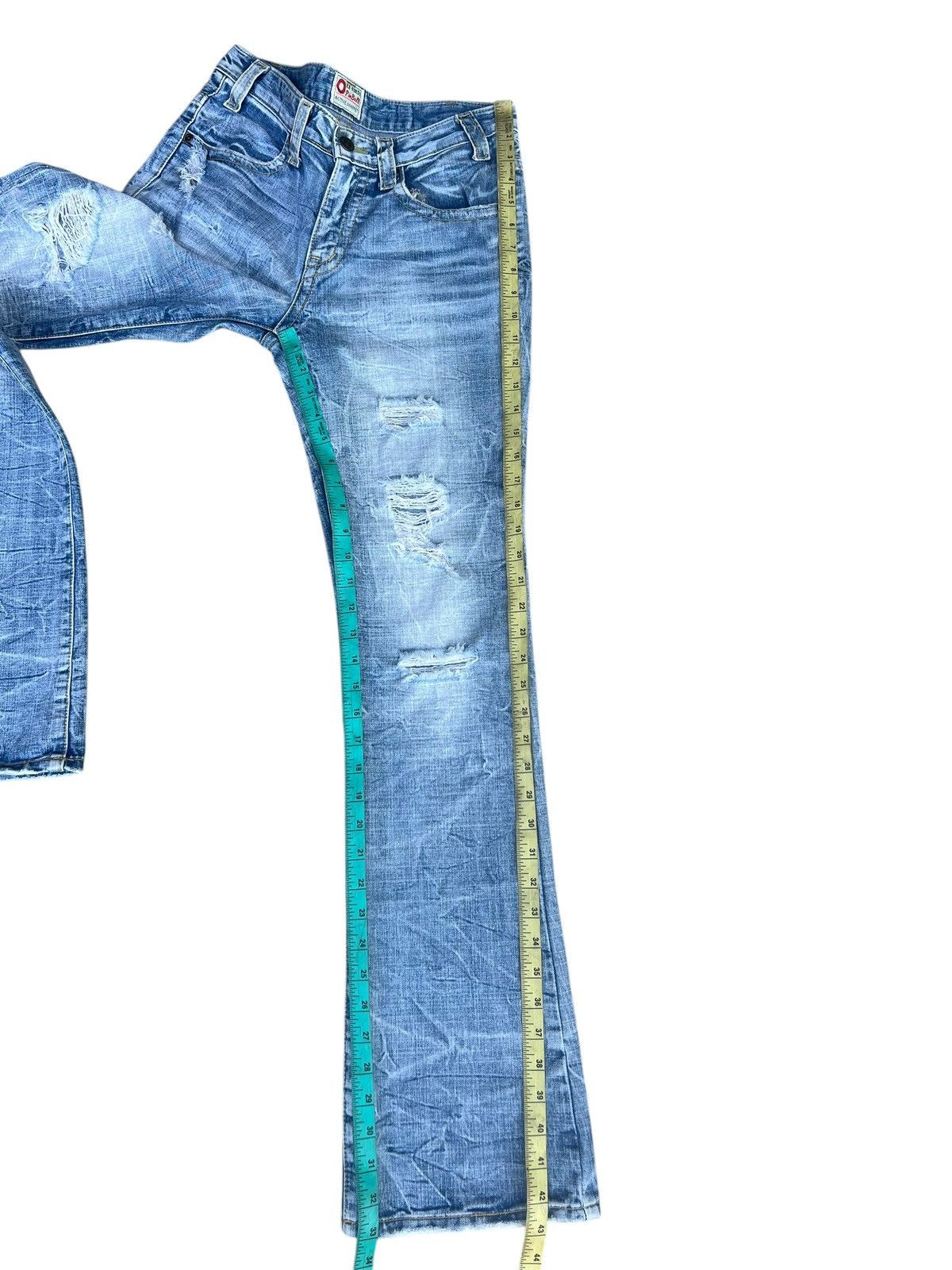 Japanese Brand Dirty Mud Ozz-First PinBall Distress Rip Denim Flare Jeans Size US 29 - 4 Thumbnail