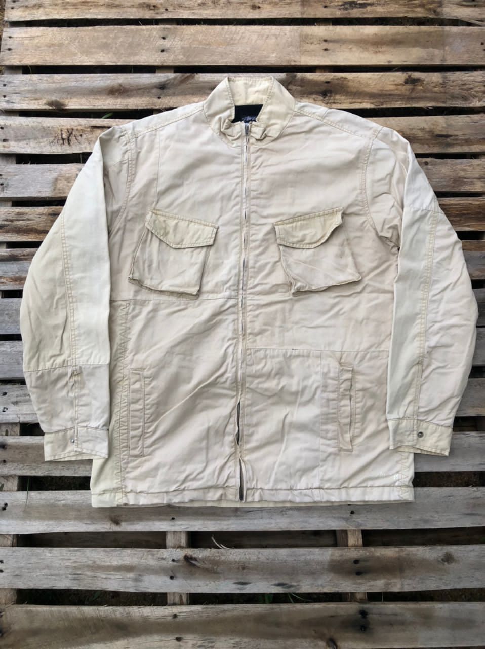 Stussy × Vintage Rare🔥 Vintage Stussy Military Beige Multi Pocket Jacket Size US L / EU 52-54 / 3 - 1 Thumbnail