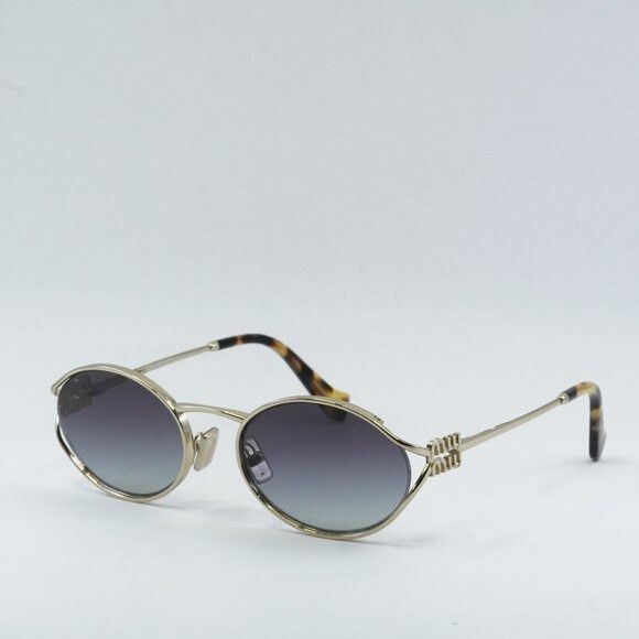 Miu Miu Miu Miu MU52YS ZVN5D1 Sunglasses Pale Gold Oval Frame, Grey Size ONE SIZE - 2 Thumbnail