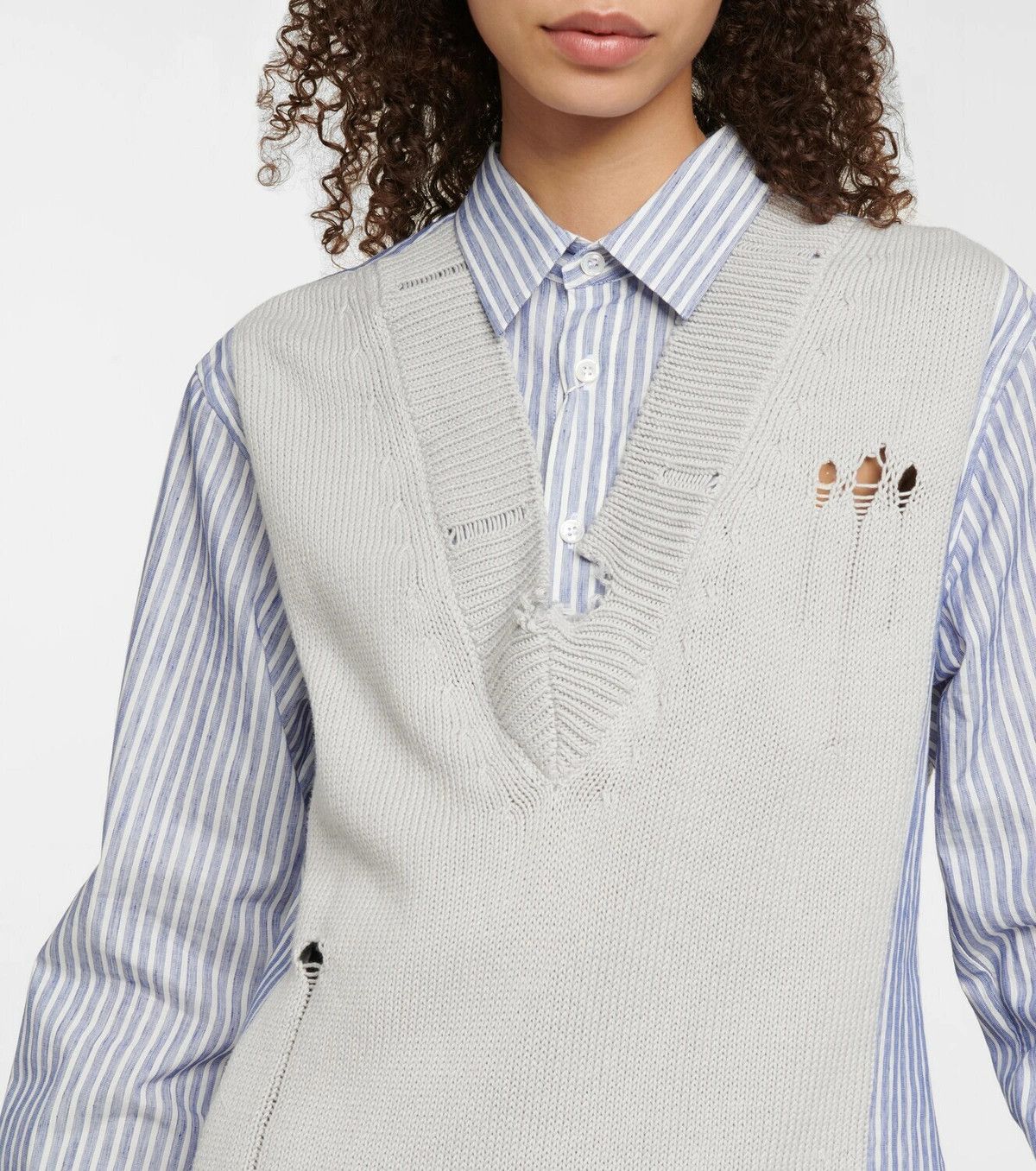 Maison Margiela o1y0625 Patterned Shirt in Blue/White Size S / US 4 / IT 40 - 2 Thumbnail