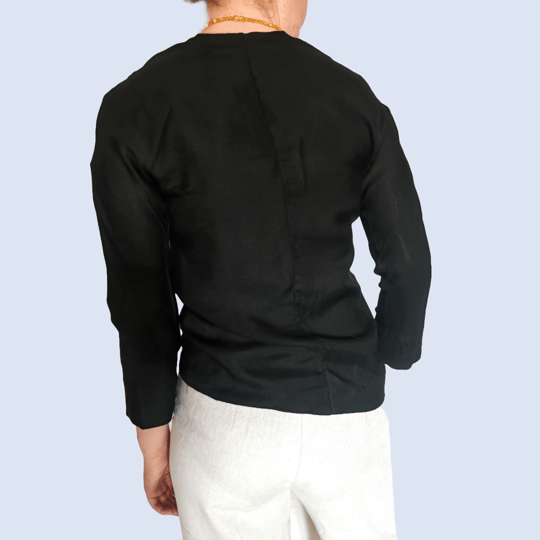 Designer × Sandro NWT Sandro Paris Black Viscose Long Sleeve Blouse size S-M Size M / US 6-8 / IT 42-44 - 2 Thumbnail