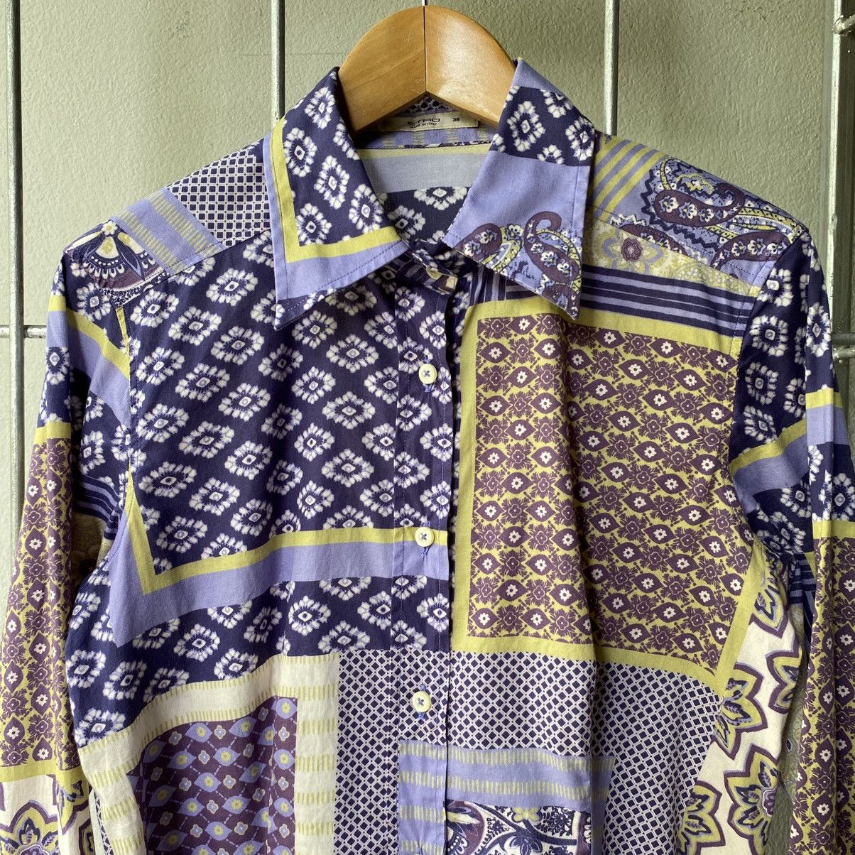 Etro Etro Purple Patchwork Print Long Sleeve Shirt Size XS / US 0-2 / IT 36-38 - 15 Thumbnail