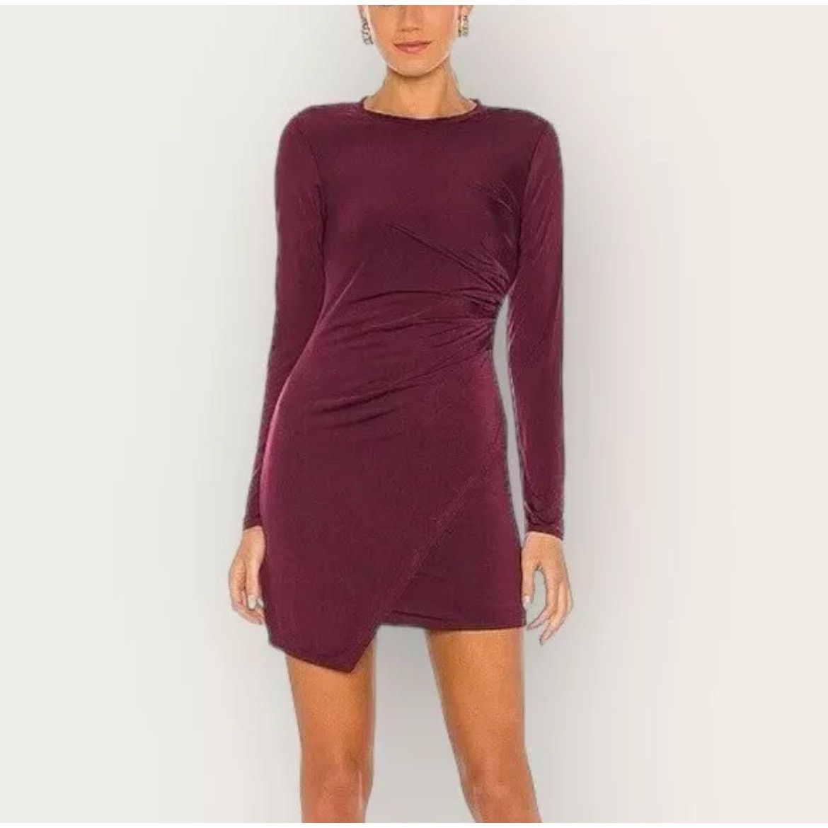 Krisa Krisa Wrap Long Sleeve Ruched Waist Mini Dress NWT Size XS Size XS / US 0-2 / IT 36-38 - 8 Thumbnail
