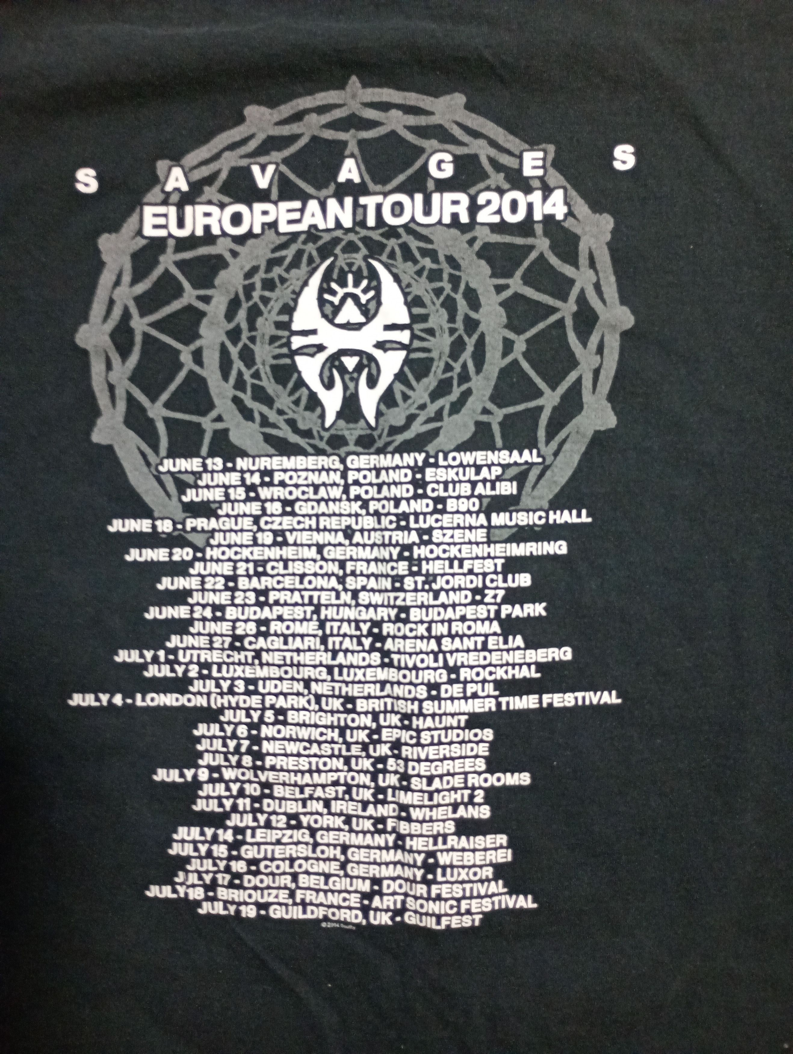 Band Tees × Gildan Gildan Soulfly Savages European Tour 2014 T-Shirt Size US XXL / EU 58 / 5 - 8 Thumbnail
