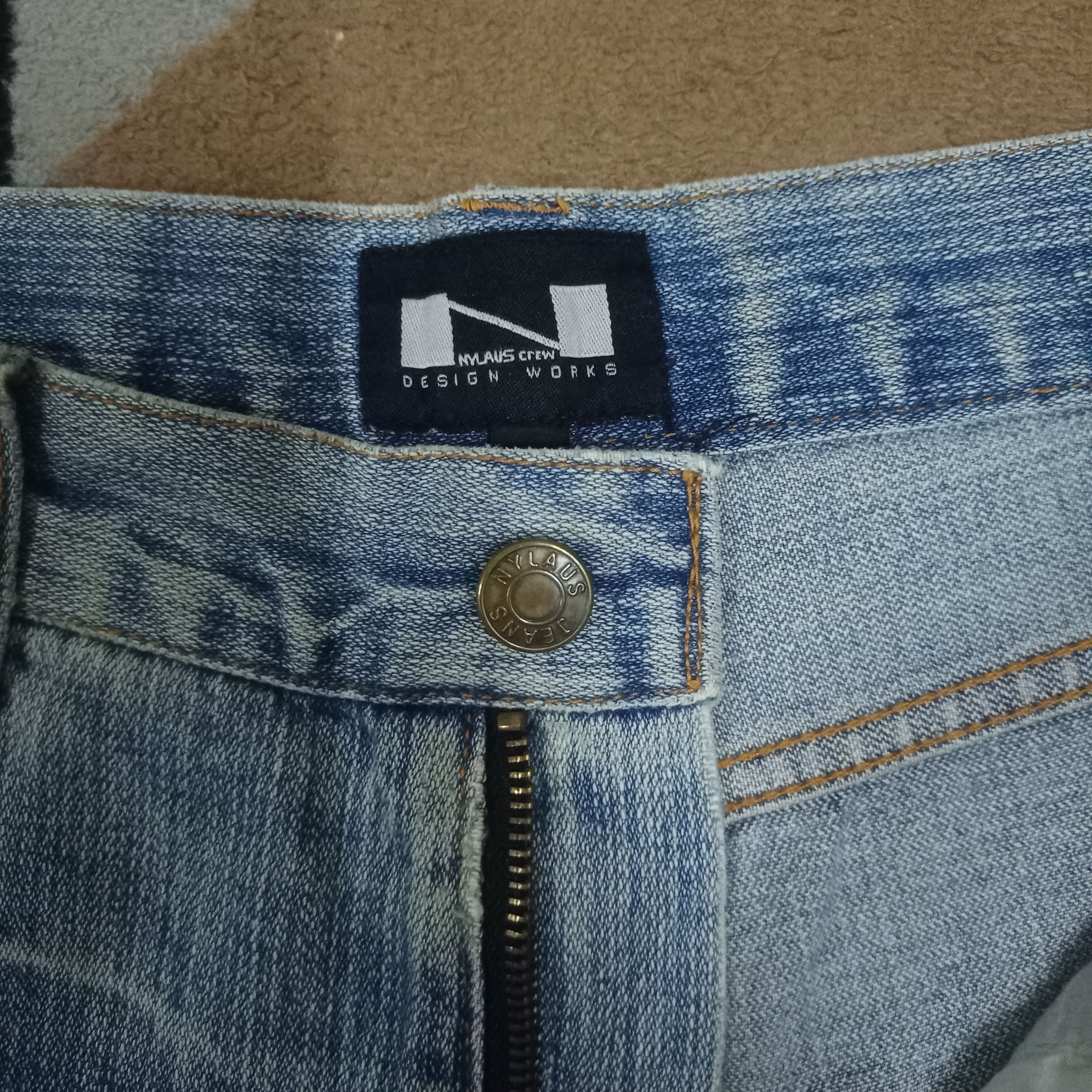 Japanese Brand Vintage Japanese Brand Blue Wash Patchwork Loose Jeans 33x33 Size US 33 - 3 Thumbnail