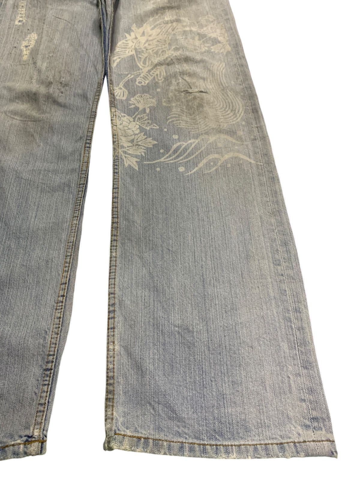 Vintage Japanese Karakuri Mud Wash Printed Baggy Jeans