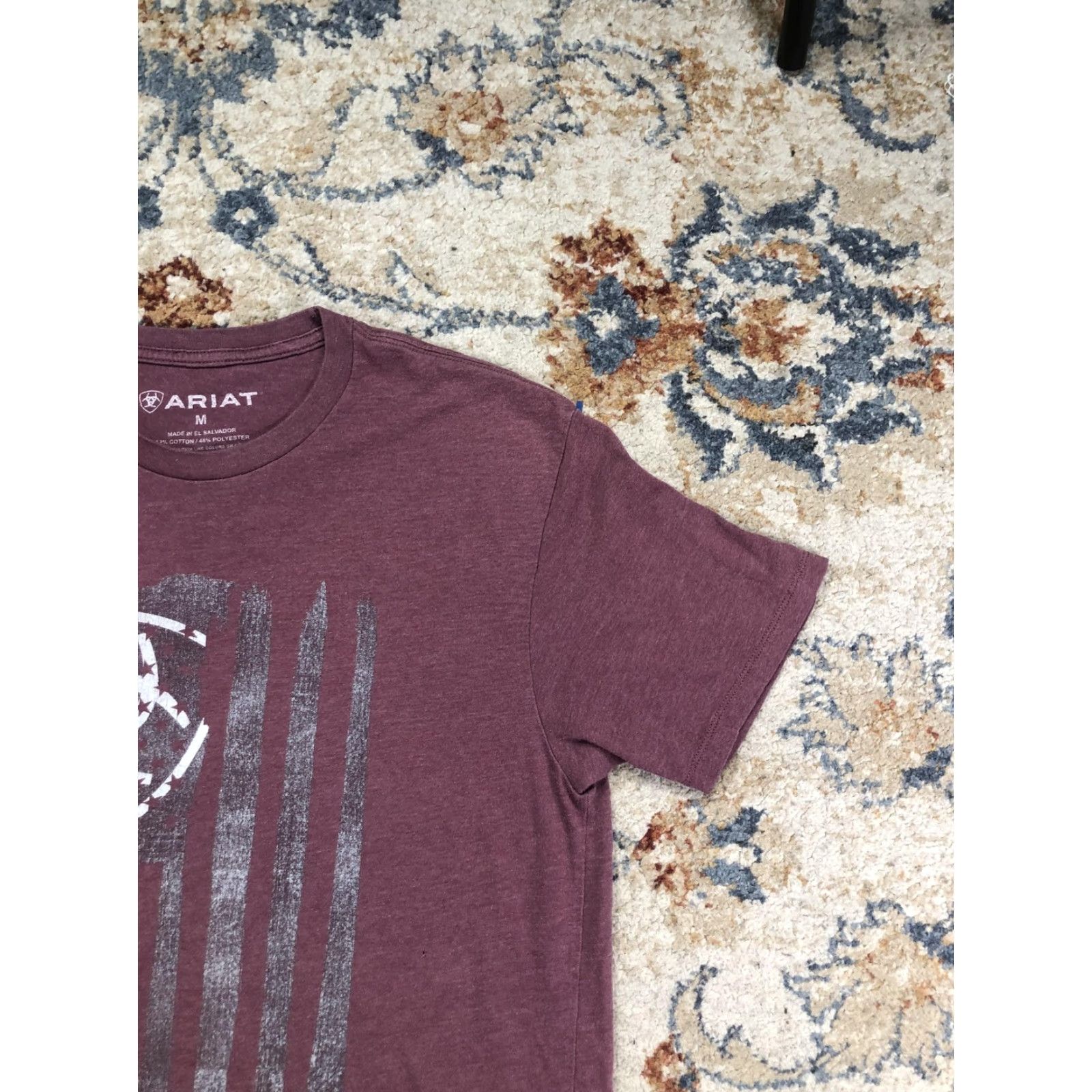 Ariat Ariat Shirt Mens M Red Flag Graphic Tee Patriotic Tagless Short Sleeve Crew Neck Front Shield Logo Print Shirts Mens Spring Summer Fall Boys Mens? Size US M / EU 48-50 / 2 - 4 Thumbnail