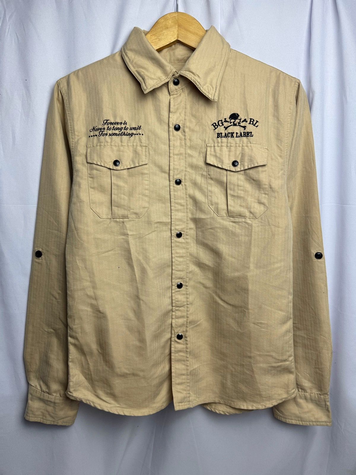 14th Addiction × GOSTAR DE FUGA × Japanese Brand Bernings Sho Shirt Button Japanese Skull Poem Size US M / EU 48-50 / 2 - 2 Thumbnail
