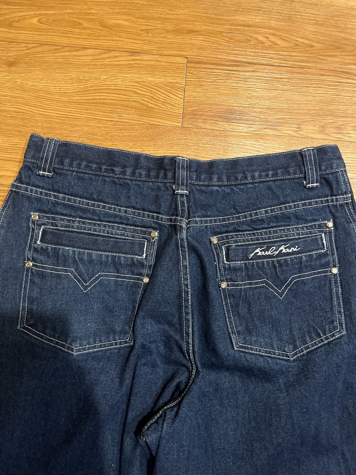 Karl Kani vintage y2k karl kani baggy blue embroidered jeans Size US 33 - 3 Thumbnail