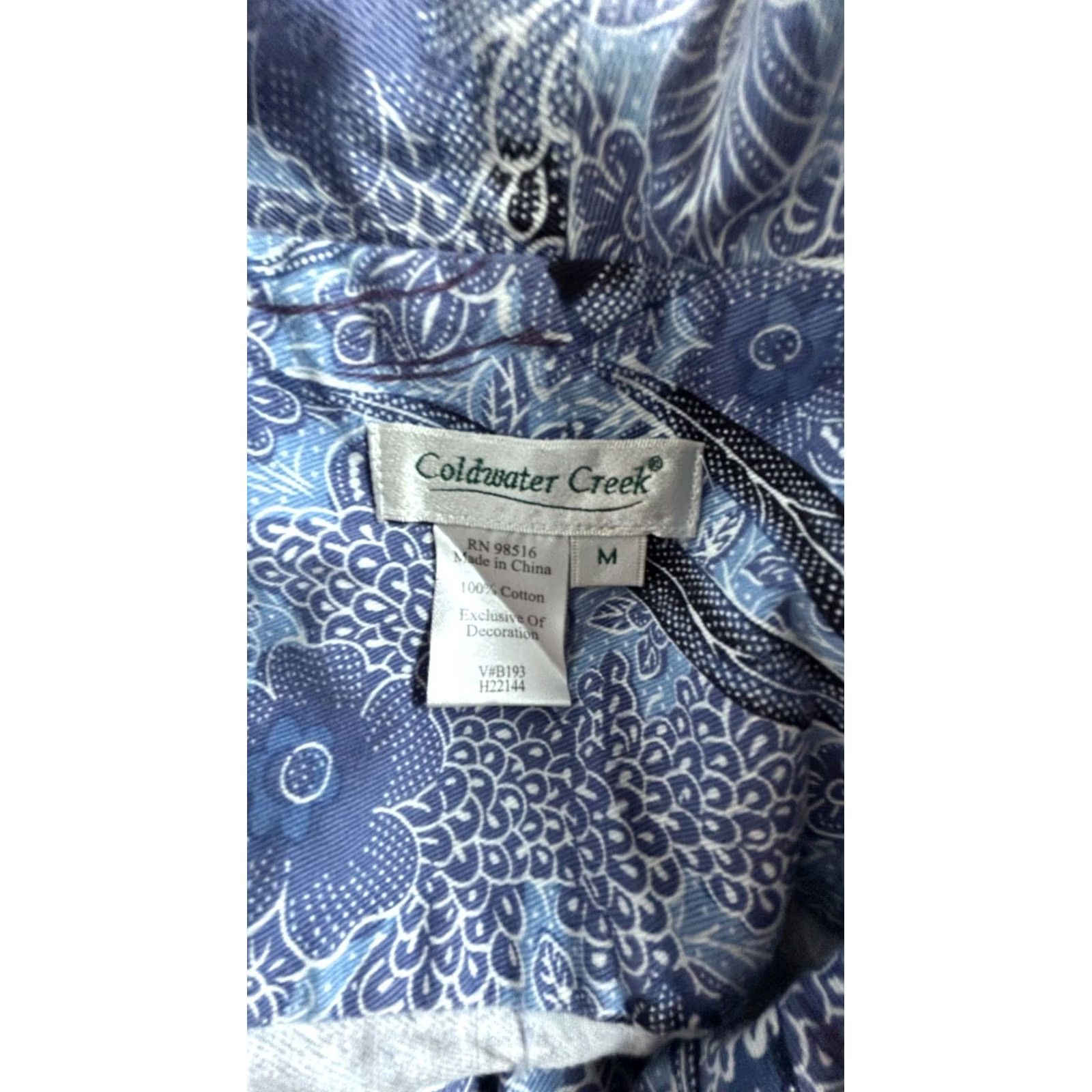 Coldwater Creek Coldwater Creek Womens Blue Floral Beaded Button-Front Jacket Medium Lightweight Size M / US 6-8 / IT 42-44 - 3 Thumbnail