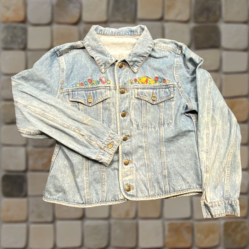 Disney VINTAGE Pooh Disney Cottagecore Womens M Winnie the Pooh Piglet Embroidered Denim Jacket Size M / US 6-8 / IT 42-44 - 1 Thumbnail