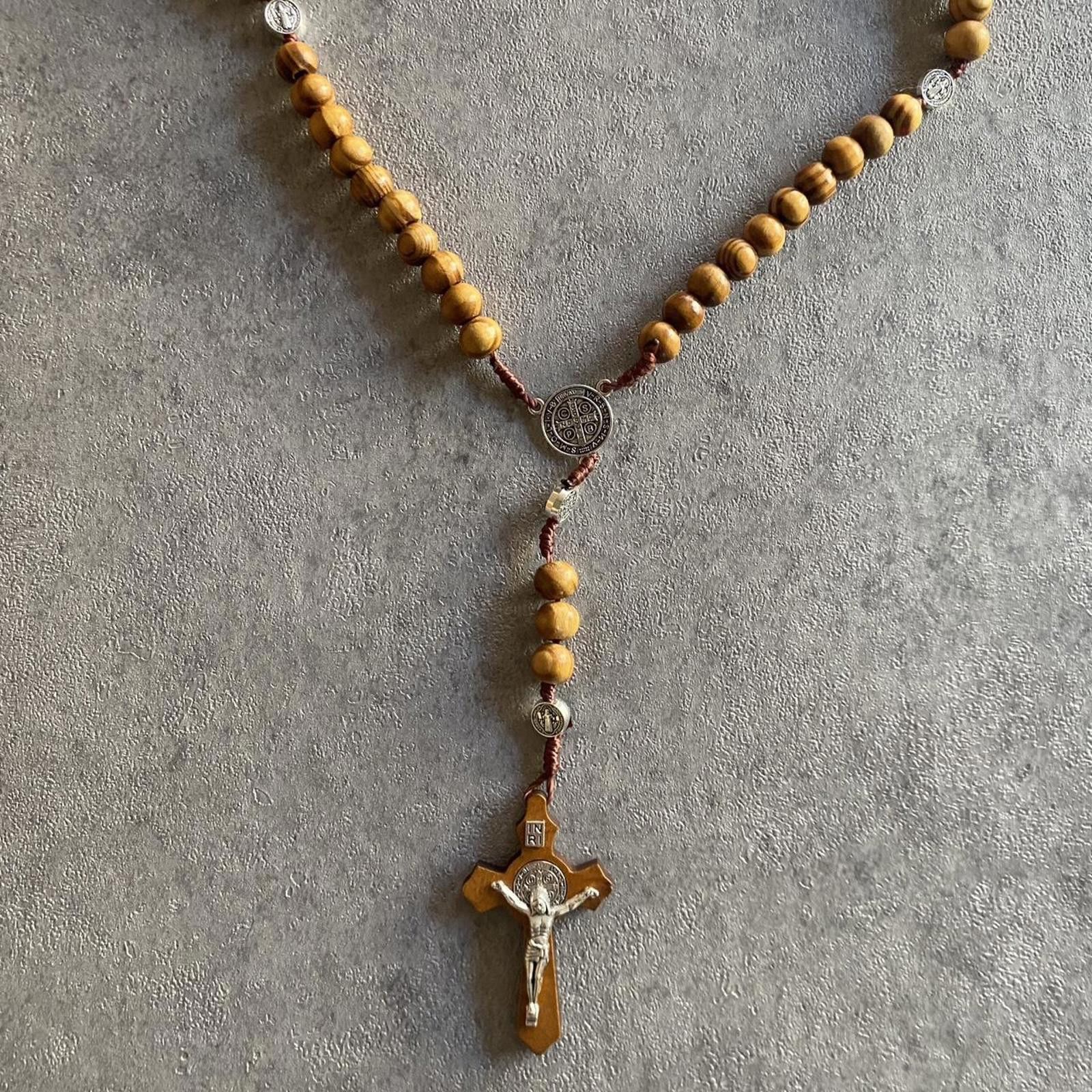 Other Y2k grunge boho skate wooden rosary cross necklace Size ONE SIZE - 1 Thumbnail