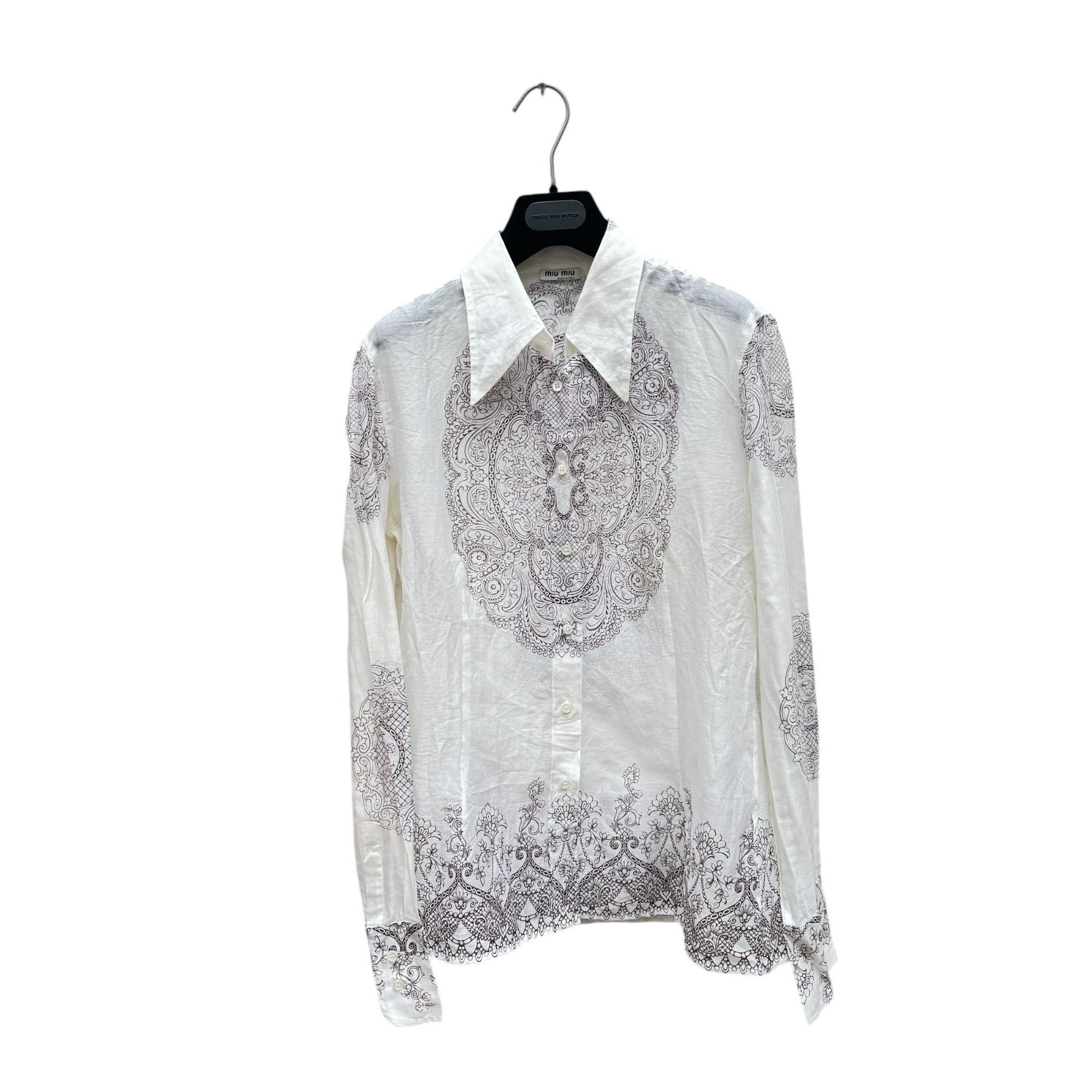 Miu Miu White Paisley Print Shirt Size M / US 6-8 / IT 42-44 - 1 Thumbnail