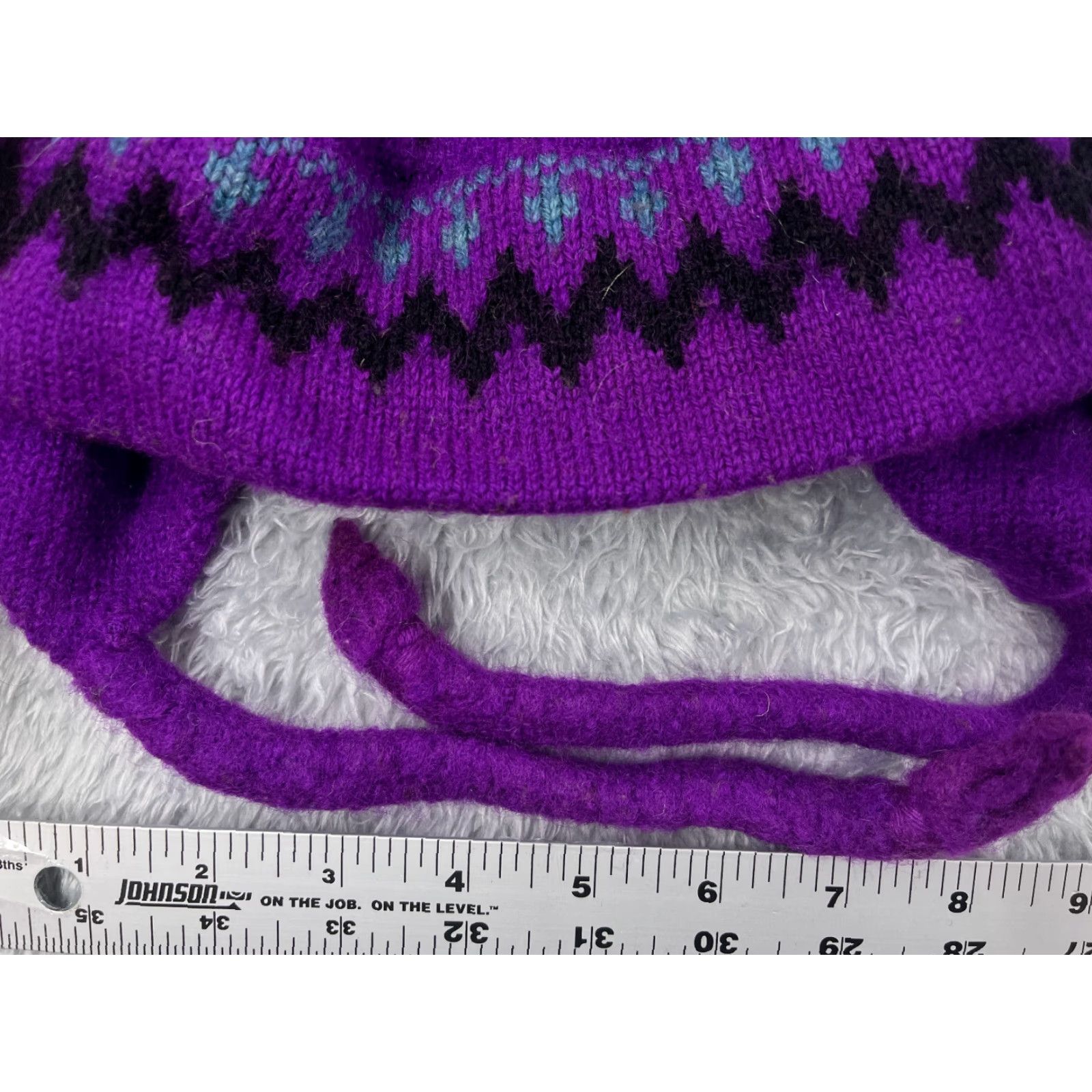 Vintage VINTAGE Original Moriarty Hat Beanie Toque Adult OS Purple Fair Isle Ear Flaps Wool Tassel Size ONE SIZE - 2 Thumbnail