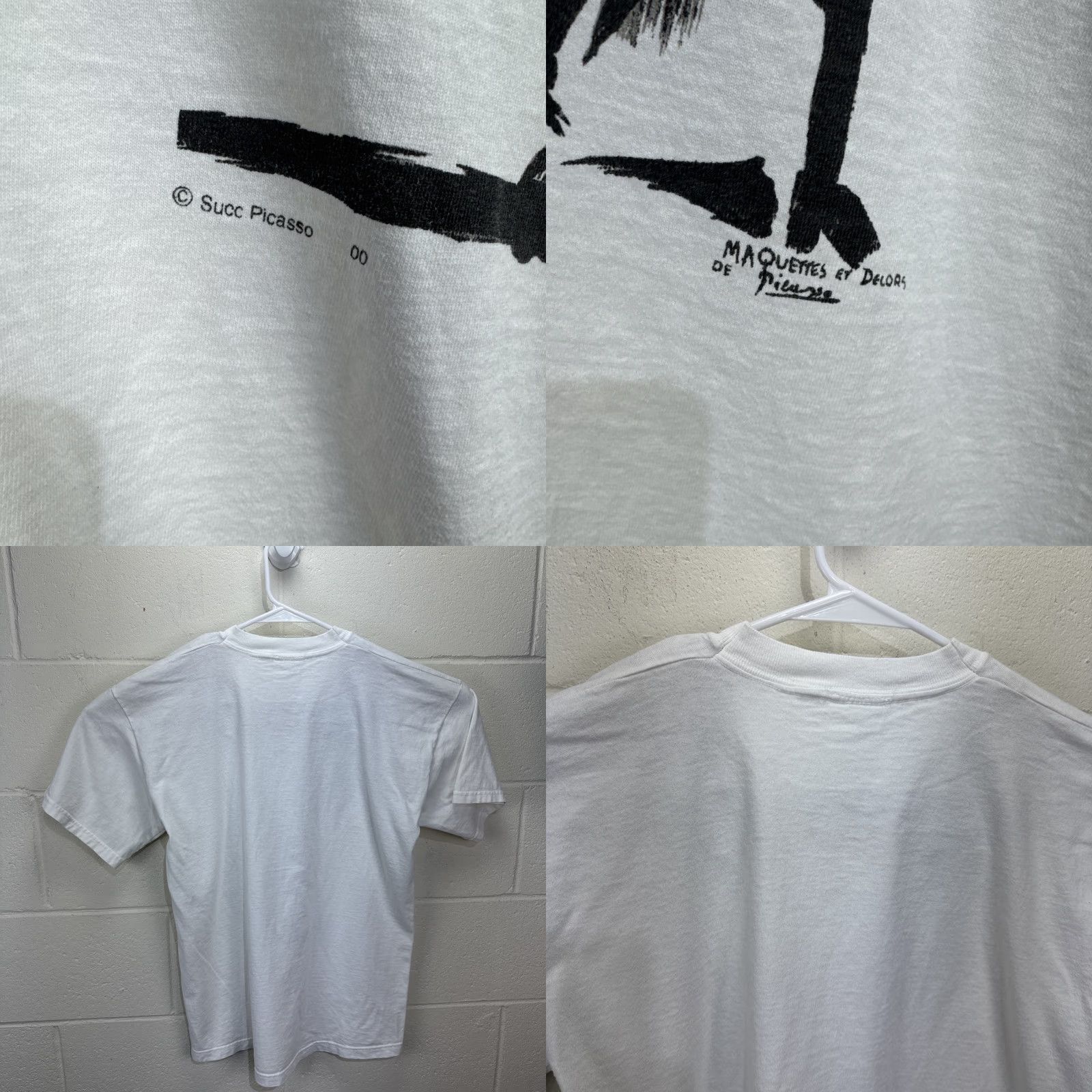 Vintage VINTAGE Picasso Bull Graphic Print T-Shirt Large White 90s Art Mens Size US L / EU 52-54 / 3 - 8 Thumbnail