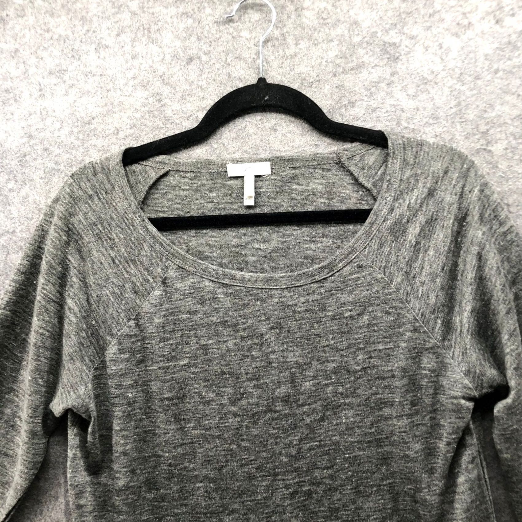 Joie Joie T-Shirt Womens XS Gray Scoop Neck 3/4 Sleeve Knit Linen Silk Beaded Size XS / US 0-2 / IT 36-38 - 3 Thumbnail