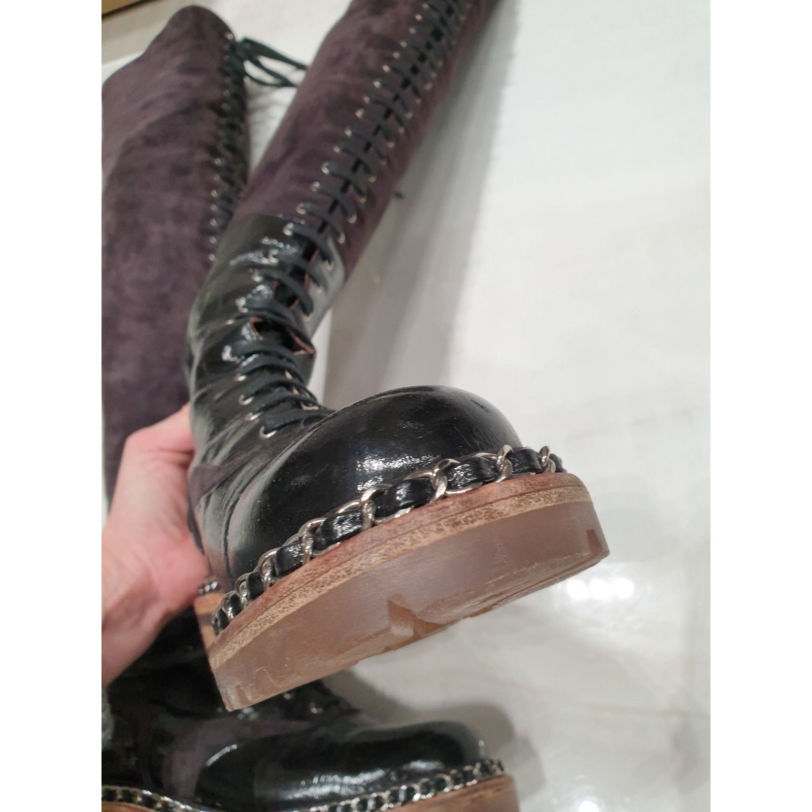 Chanel Chanel Paris-Salzburg Brown Suede Over-the-Knee Boots Sz.36 Size US 5 / IT 35 - 11 Thumbnail