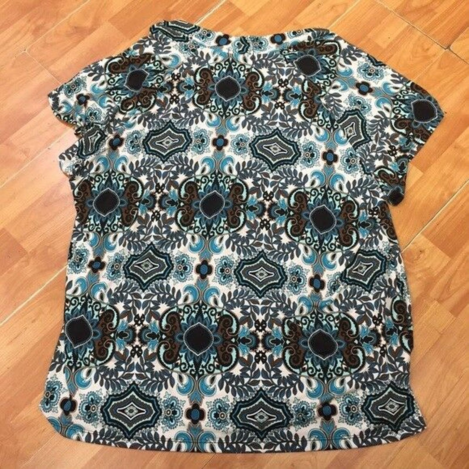 Other JTB Woman Blue Brown Teal Paisley Drape Top 26/28 NEW NWT Size 4XL / US 24-26 - 4 Thumbnail