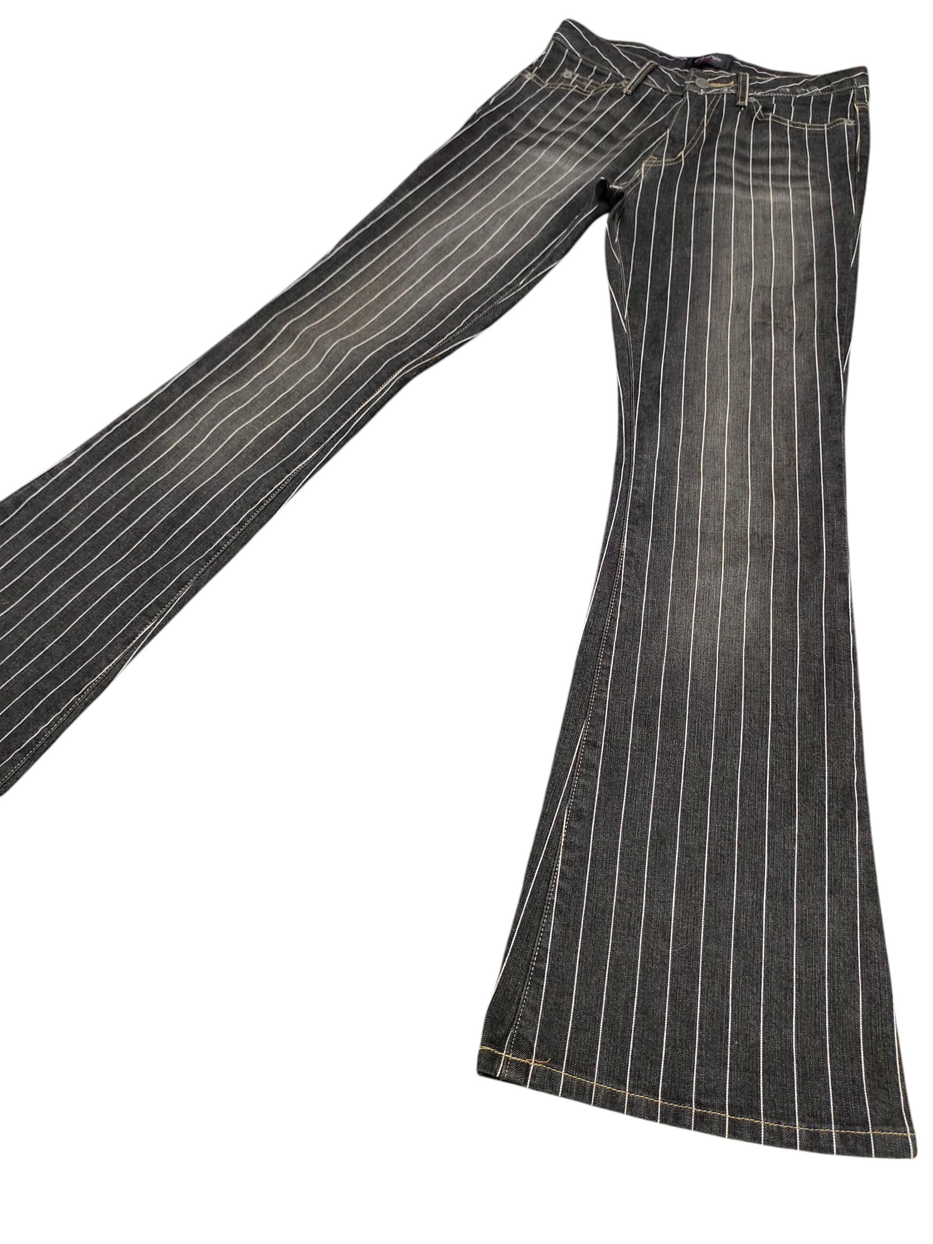 Hysteric Glamour Flare Jeans Oririn Japan Striped Black Denim Bootcut Y2k Size US 28 / EU 44 - 1 Thumbnail