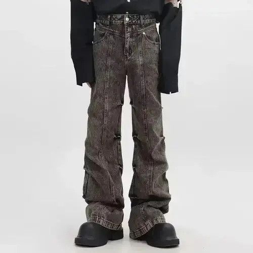 Jean Distressed Wide Leg Pants American Style Size US 32 / EU 48 - 2 Thumbnail