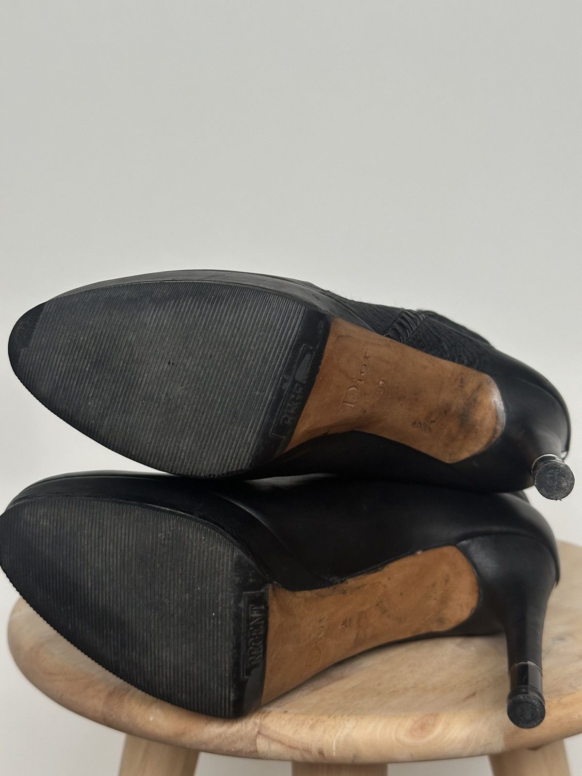 Designer × Dior DIOR BLACK LEATHER HERMITAGE SLOUCH GAUFFRE BOOTS Size US 9 / IT 39 - 9 Thumbnail
