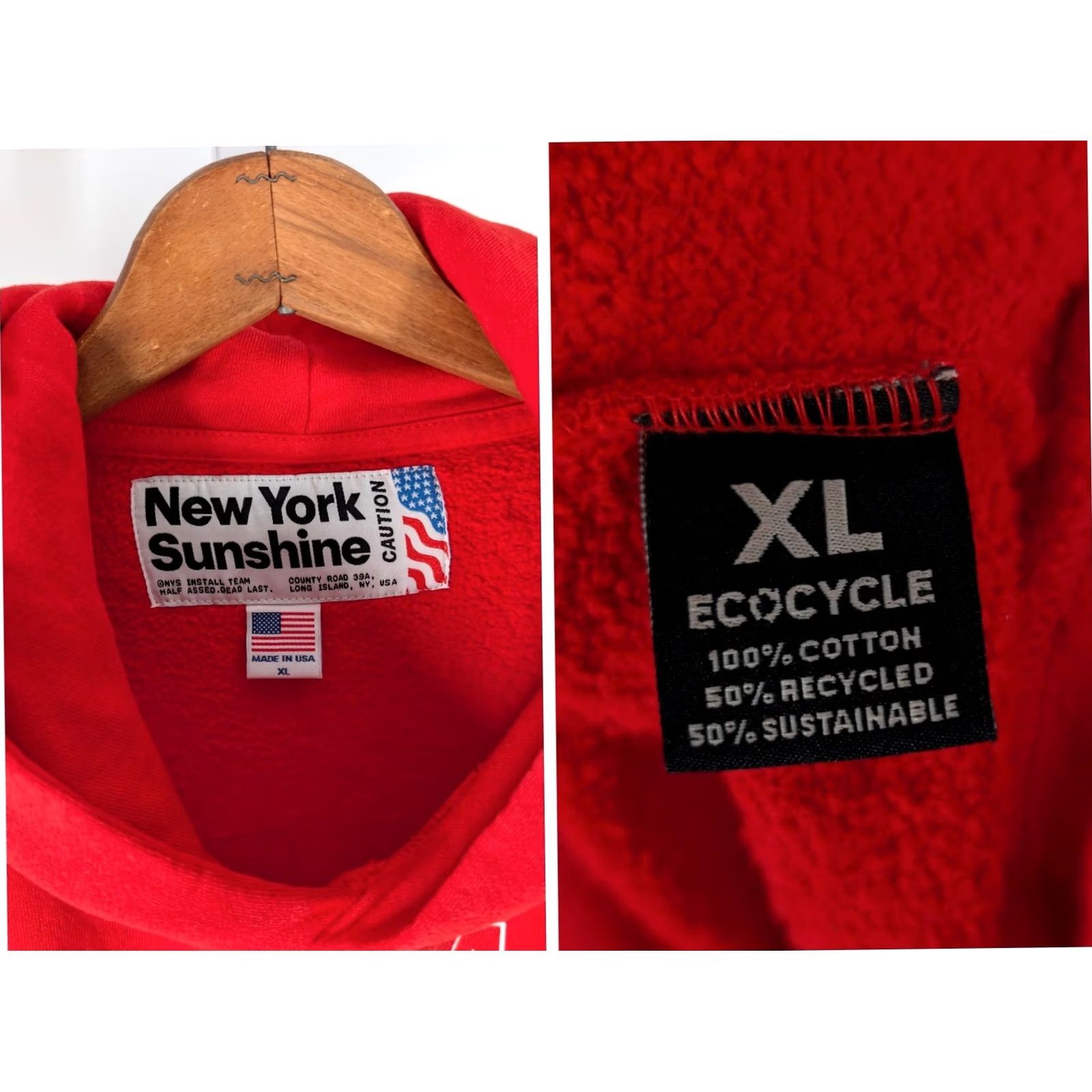 Vintage New York Sunshine Duryea’s Seafood Hoodie Red XL USA Montauk The End Mens XL Hoodie Size US XL / EU 56 / 4 - 5 Thumbnail