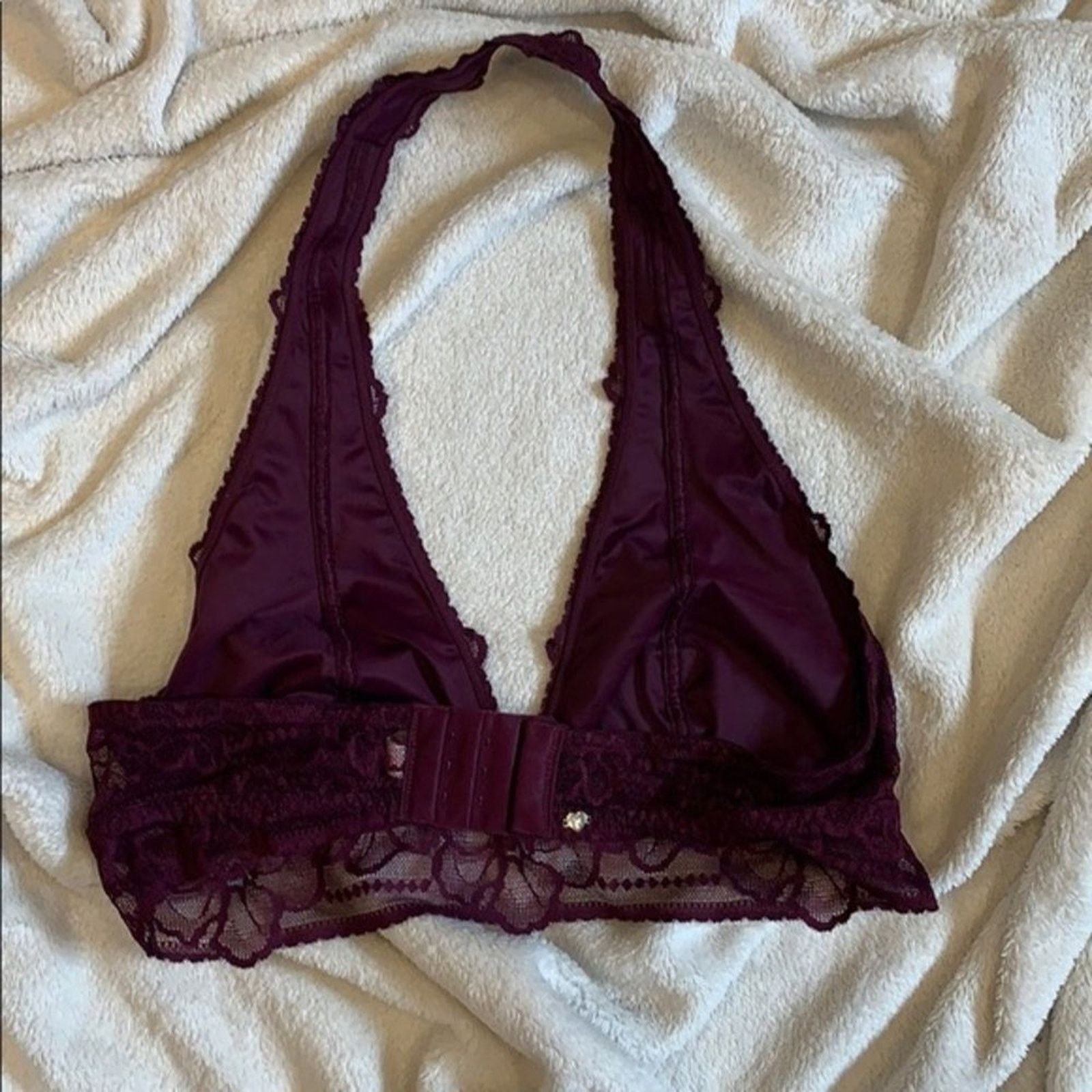 Victoria's Secret Victoria’s Secret PINK Maroon Lace Halter Neck Bra | Sz M Size M / US 6-8 / IT 42-44 - 4 Thumbnail