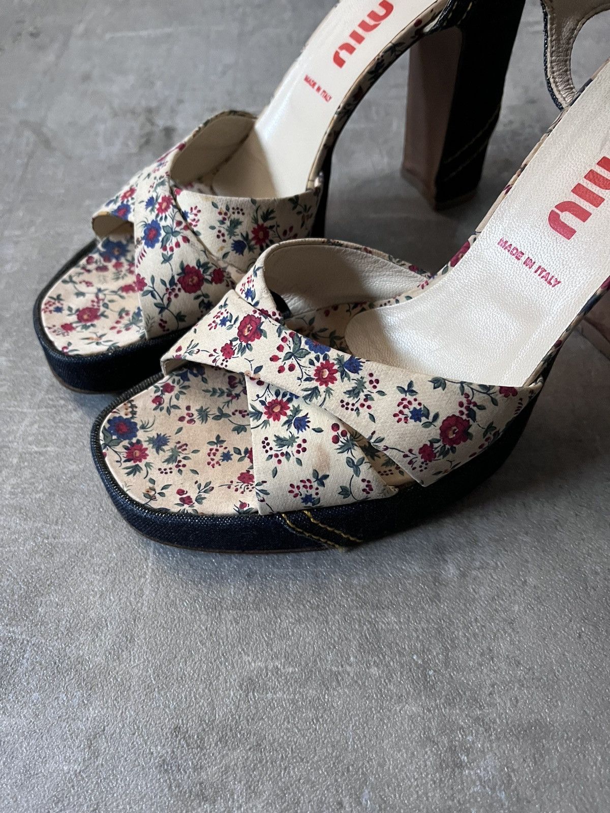 Miu Miu Miu Miu 90s floral heels denim platforms Size US 10 / IT 40 - 3 Thumbnail
